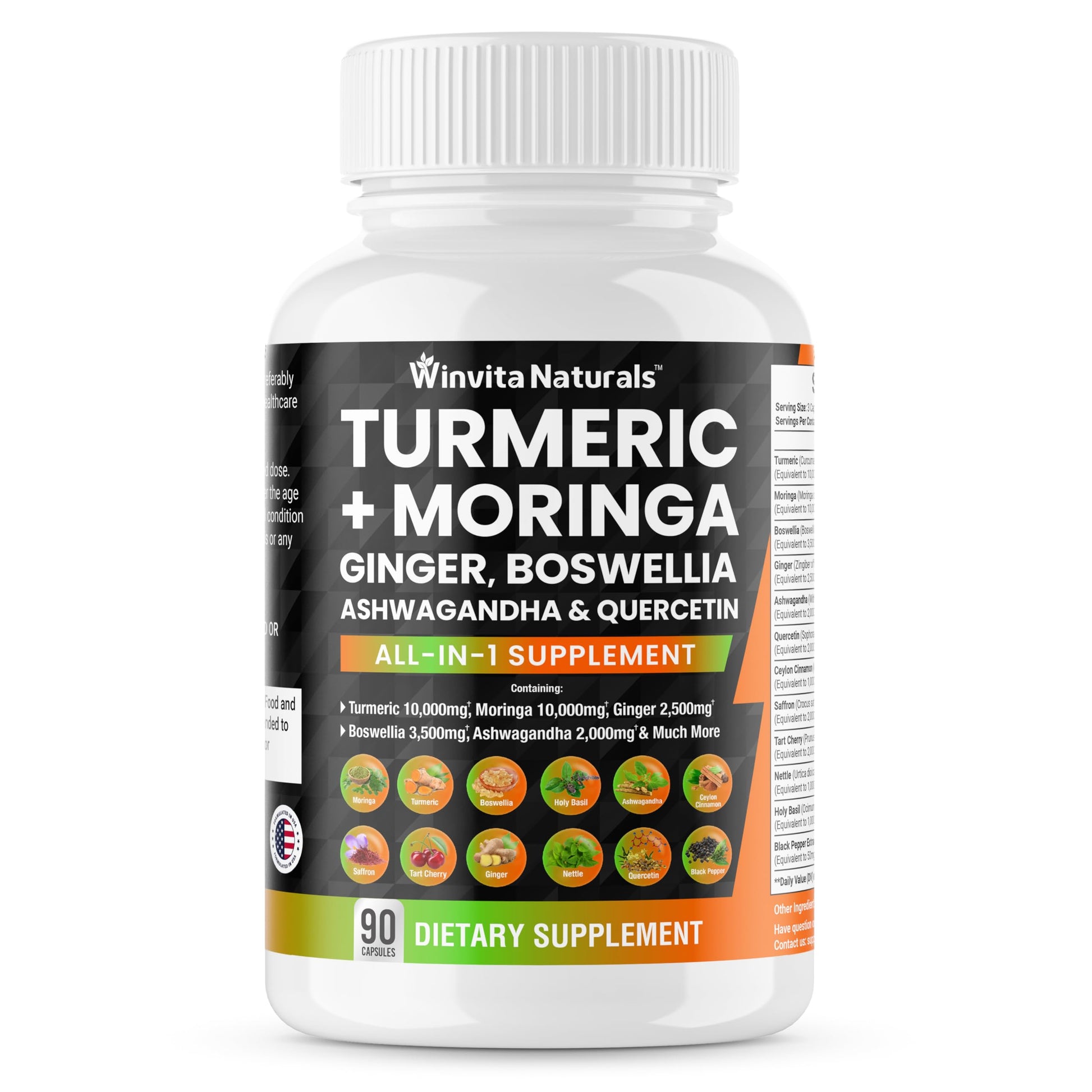 Turmeric Curcumin 10000mg Moringa 10000mg Boswellia 3500mg Ginger 2500mg Winvita Naturals uk supplements