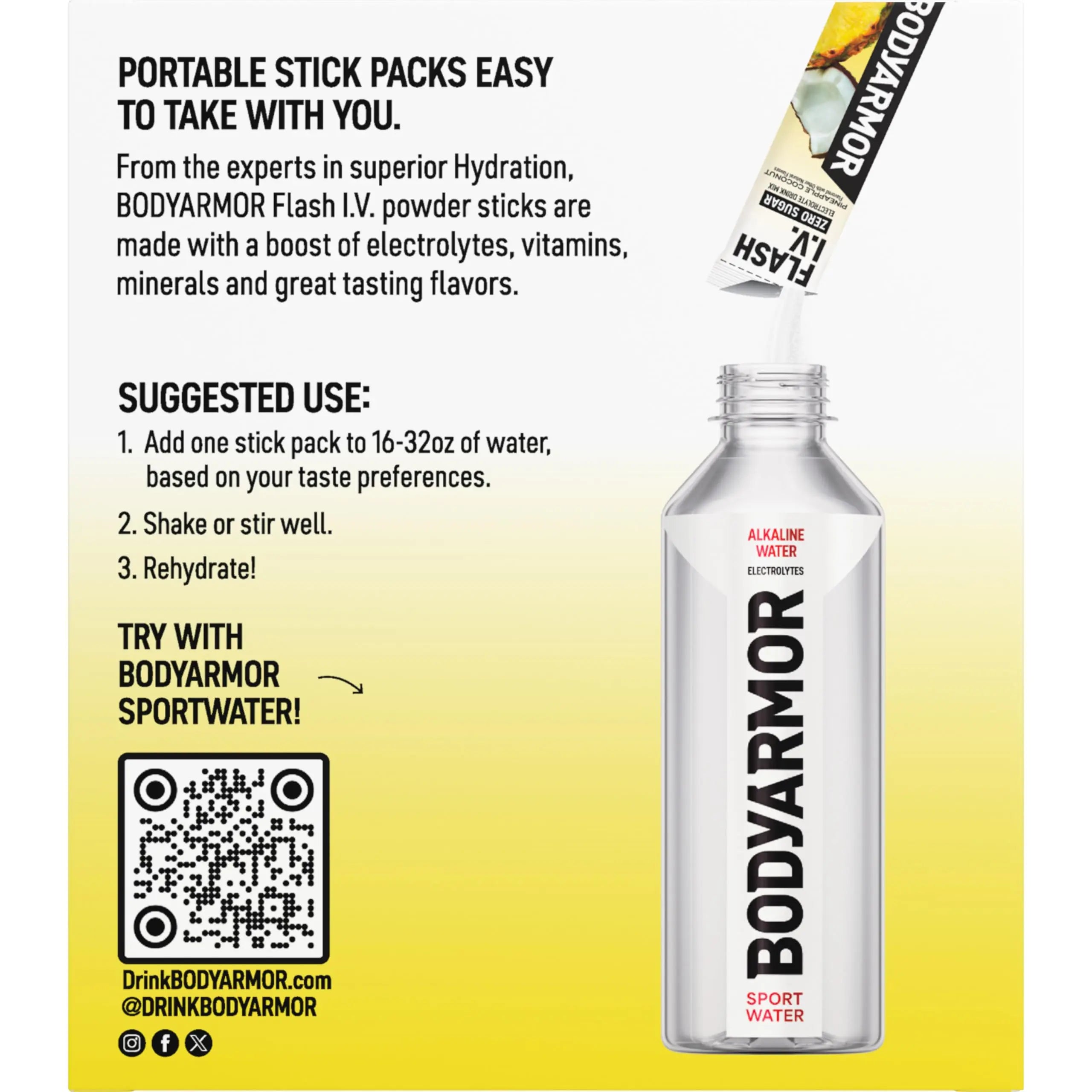 BODYARMOR Flash IV Electrolyte Packets, Strawberry Kiwi - Zero Sugar Drink Mix, Single Serve Packs, Coconut Water Powder (6 Count) BODYARMOR uk supplements