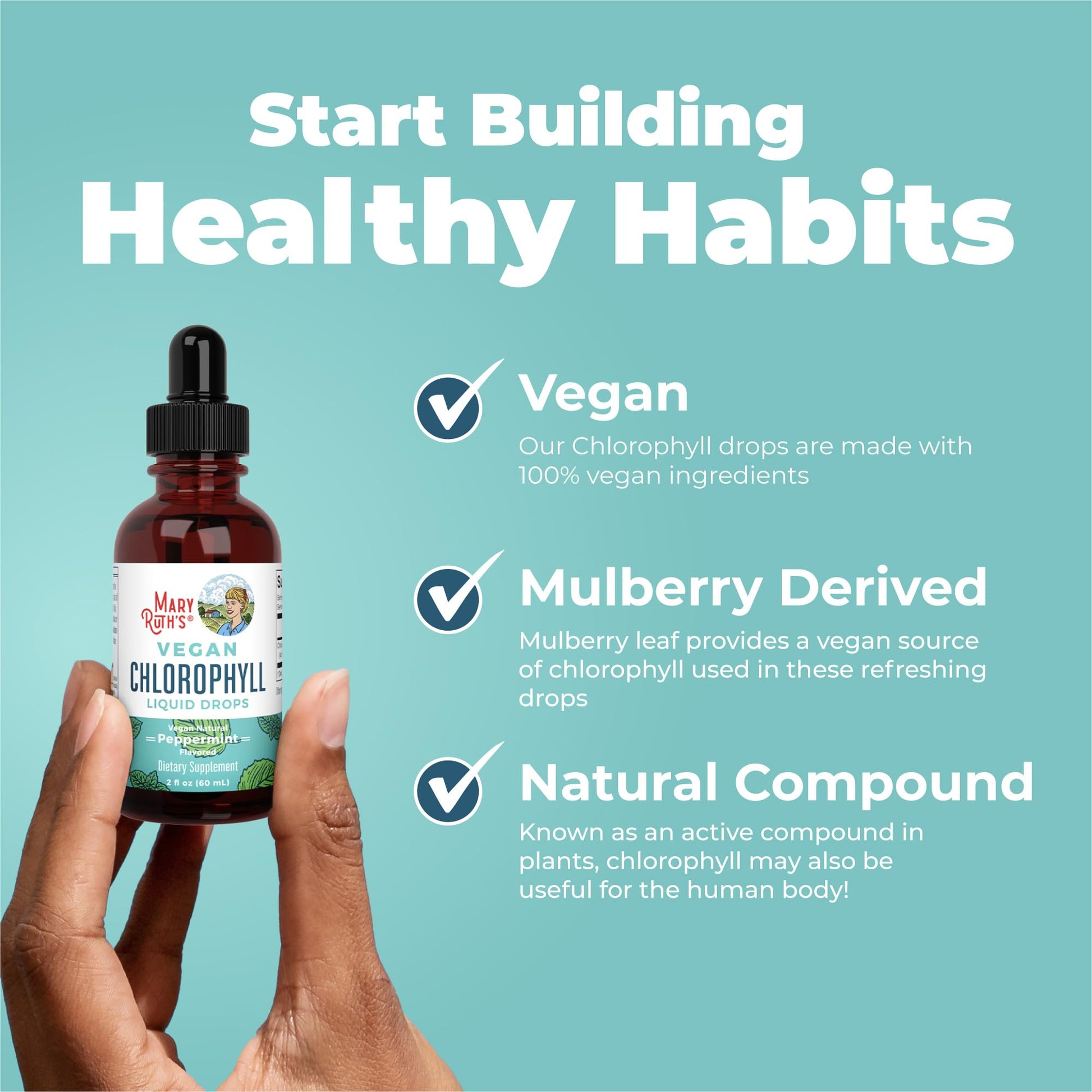MaryRuth's Chlorophyll Liquid Drops | Clean Label Project Certified® | Vegan | Non-Diluted Liquid Chlorophyll| Mulberry Derived Supplement for Ages 14+ | Non-GMO | Delicious Minty Flavor | 2 Fl Oz MARYRUTH'S uk supplements