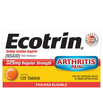 Ecotrin Regular Strength 325mg Aspirin Safetey Coated Tablets, Arthritis, Toothache & Headache Relief Designed to Protect the Stomach, 125 Count Ecotrin uk supplements