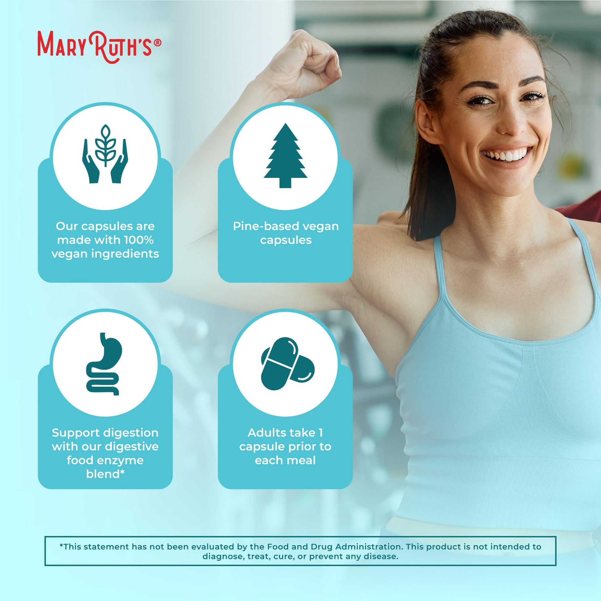 MaryRuth Organics Digestive Enzymes | Up to 2 Month Supply | Vegan Digestive Health Aid and Gut Health Enzyme Complex | Over 12 Enzymes | Vitamins B6 & B12 MARYRUTH'S uk supplements