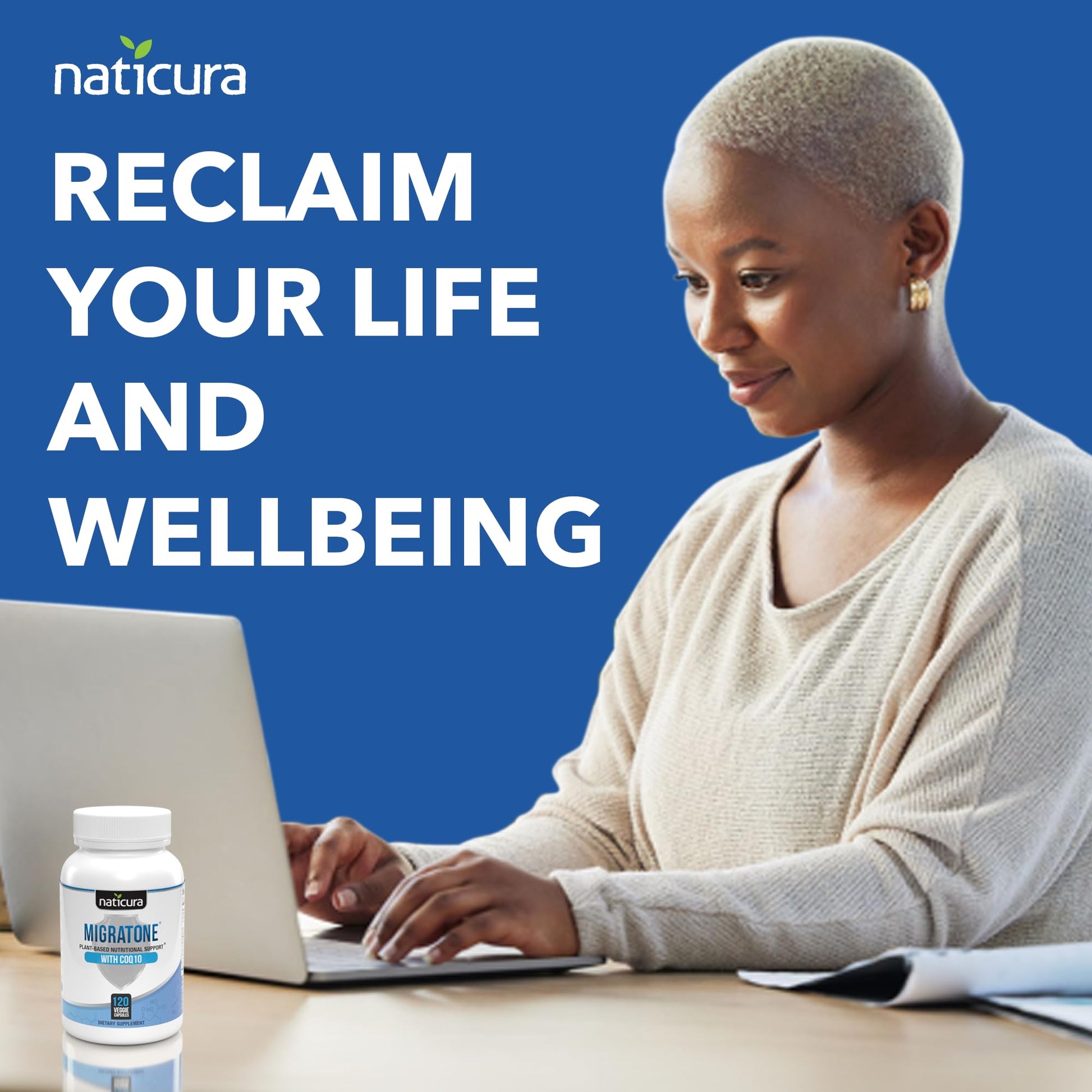 Migratone Migraine Relief Nutritional Support Supplement - with Magnesium, Riboflavin Vitamin B2, B6 & B12, Microactive Coq10, Feverfew, PA-Free Butterbur, and Folate - Clinically Preferred Blend Naticura uk supplements