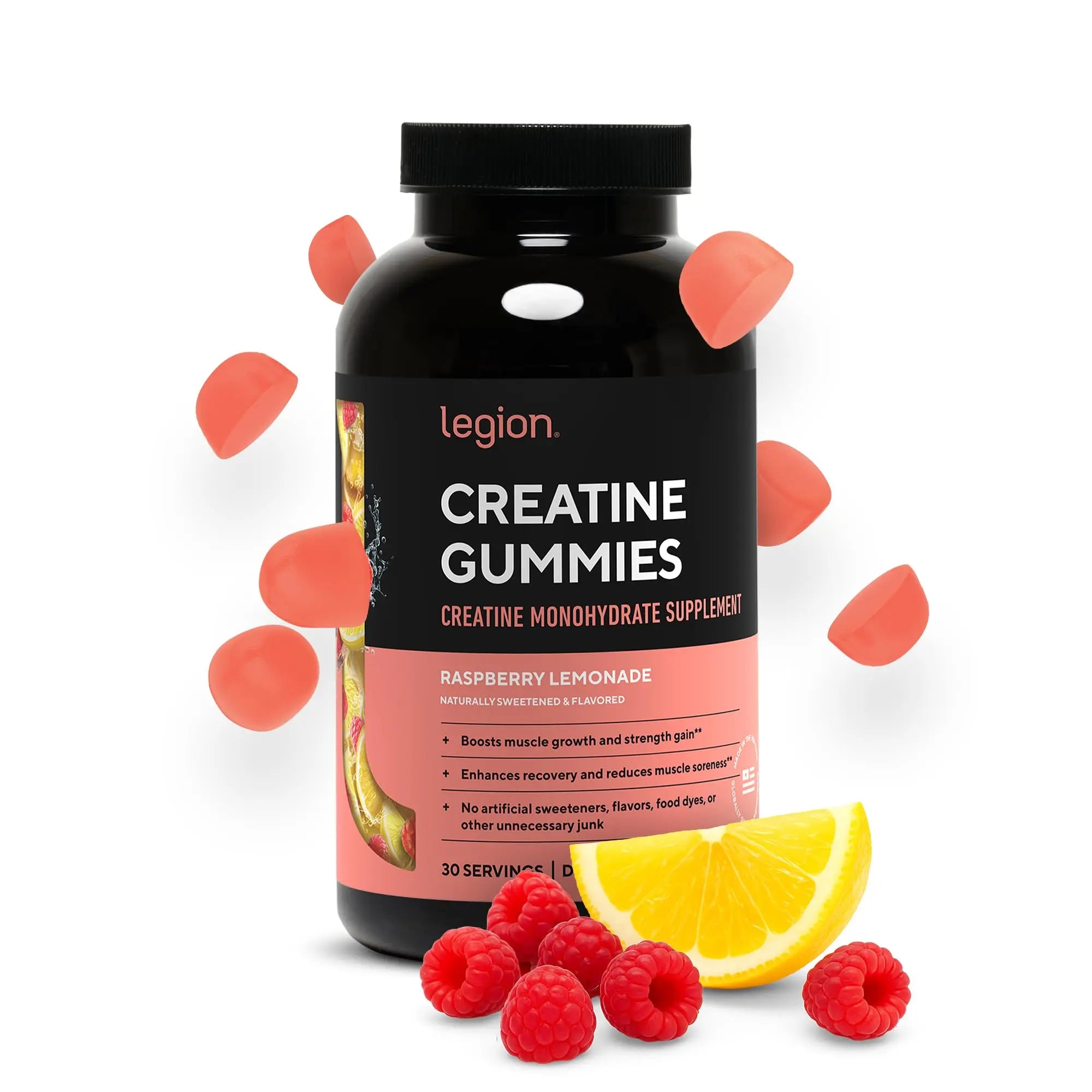 LEGION Creatine Monohydrate Gummies for Men & Women – Clean Chewable Creatine Supplement for Strength, Endurance & Muscle Recovery – 30 Sour Raspberry Lemonade Servings – No Artificial Flavors LEGION uk supplements