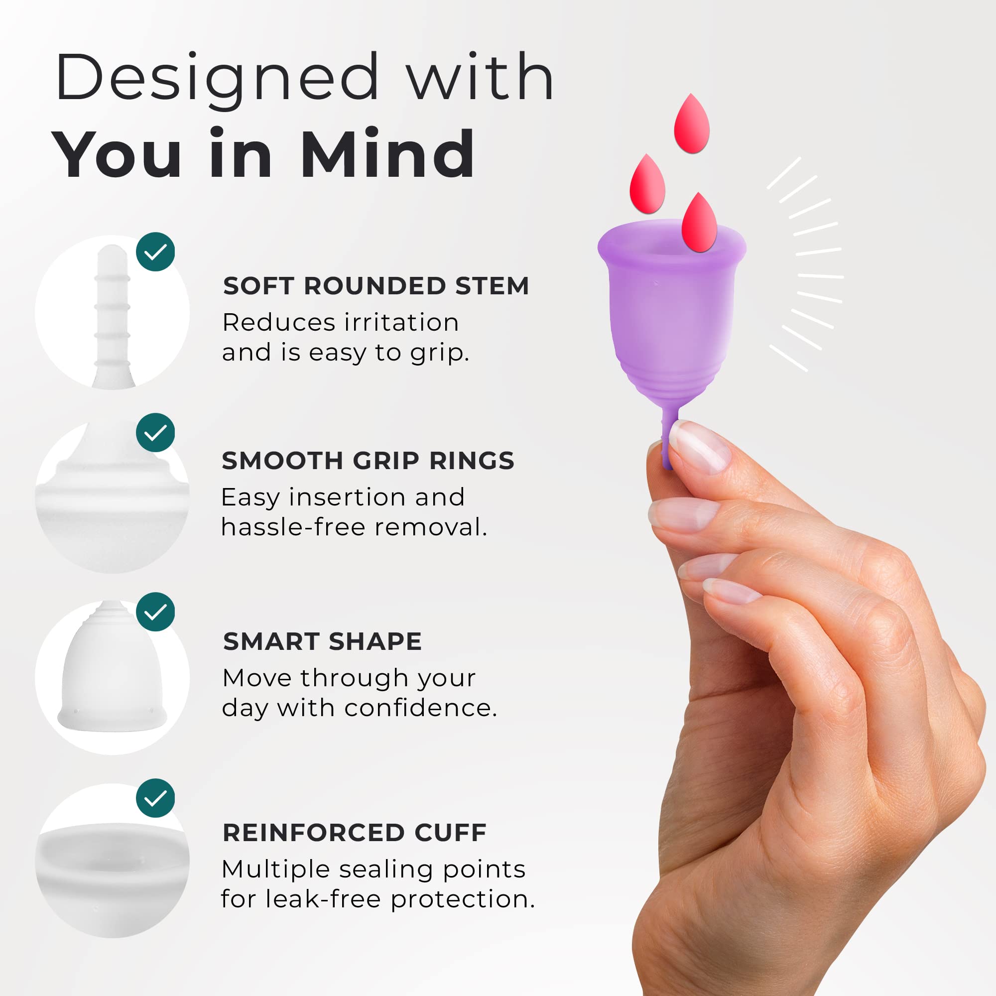 EcoBlossom Reusable Menstrual Cup Set - The Most Reliable Medical Grade Silicone Period Cups EcoBlossom uk supplements