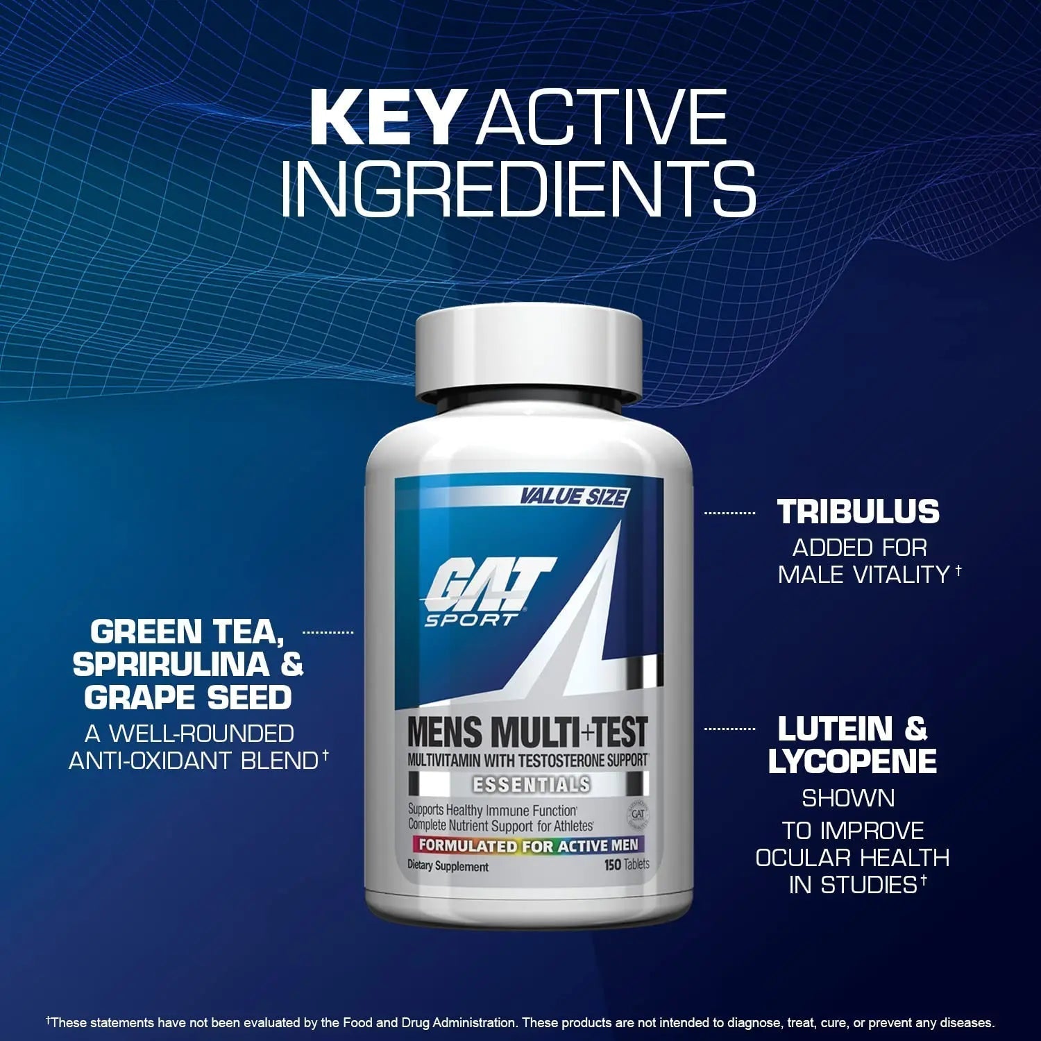 GAT SPORT Men's Multi + Test, Premium Multivitamin Tablets (150 Count) GAT SPORT uk supplements