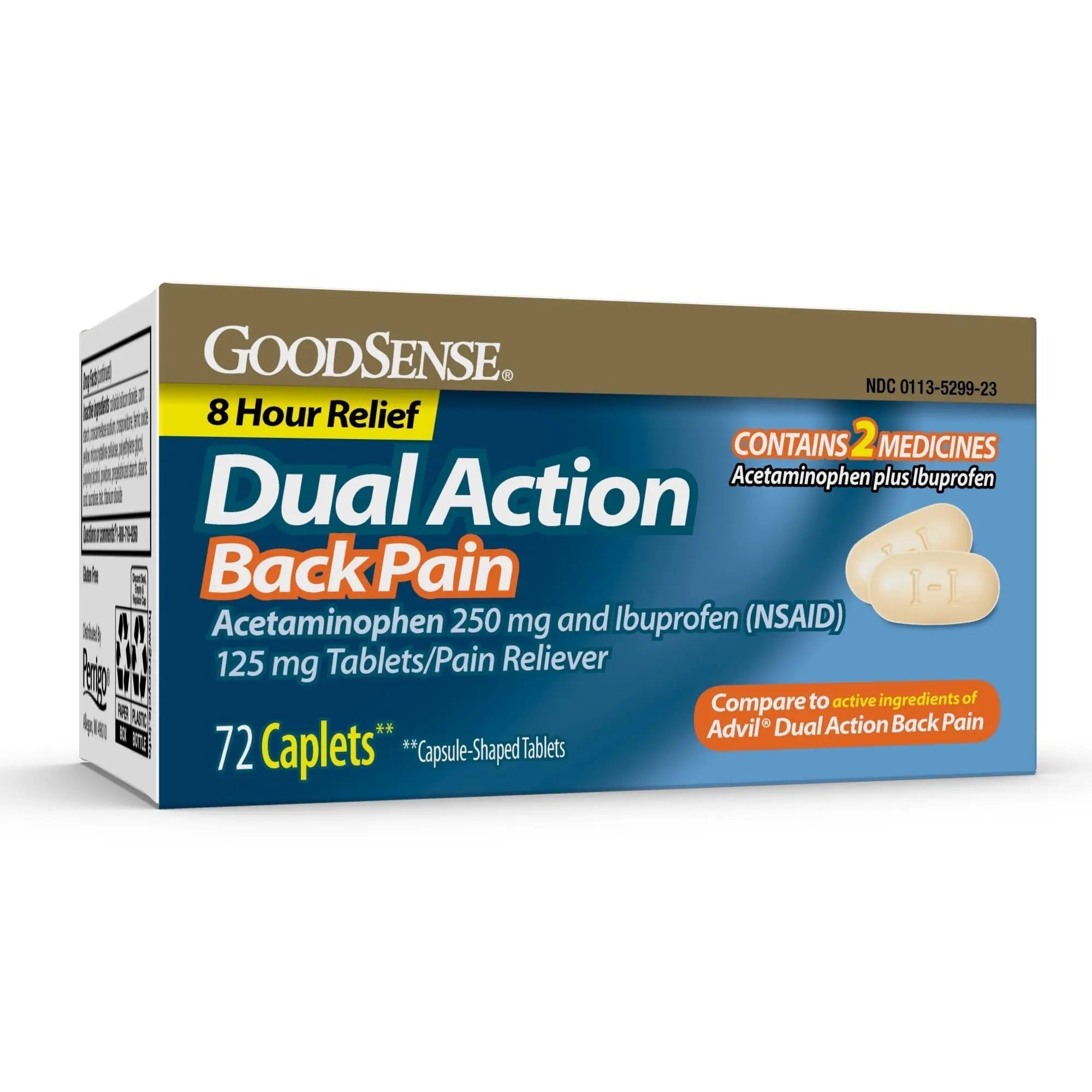 GoodSense Dual Action Acetaminophen and Ibuprofen (NSAID) Tablets, 250 mg/125 mg, Back Pain, 72 Count GoodSense uk supplements