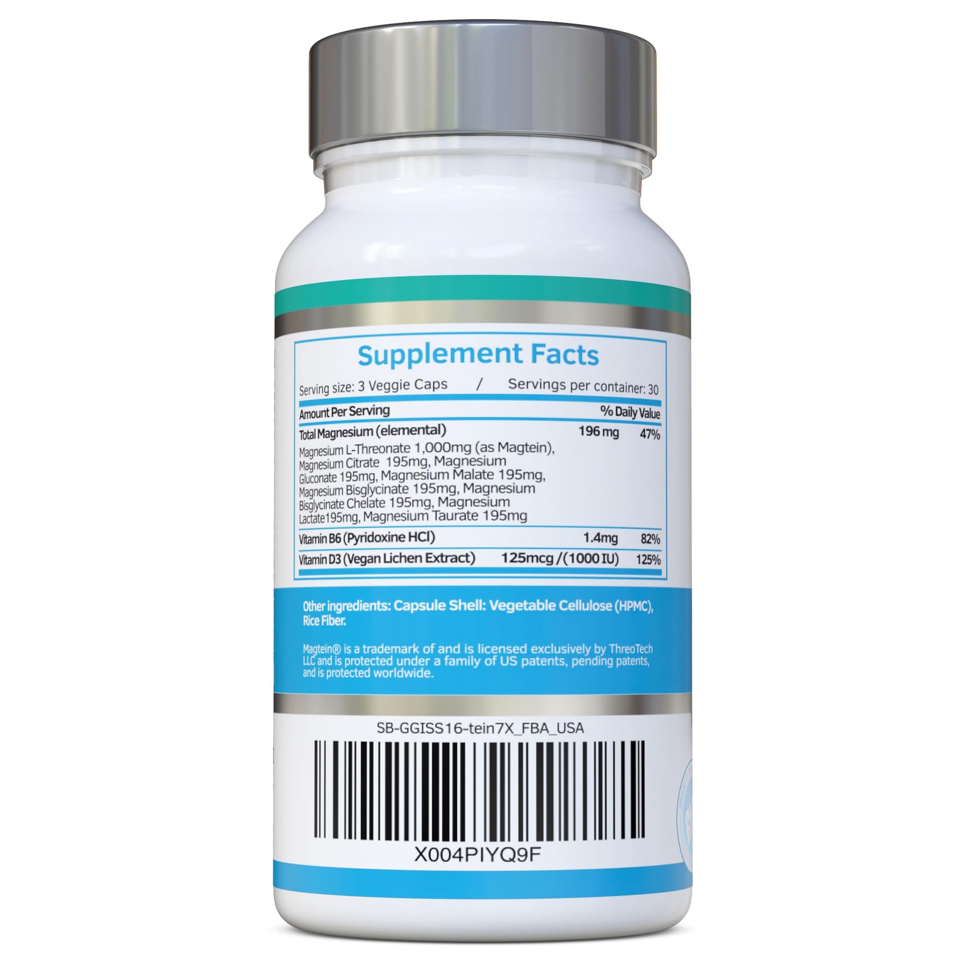 Magnesium L-Threonate Complex 7-in-1 with 1000mg of Magtein Plus Magnesium as Bisglycinate, Taurate, Citrate, Gluconate, Malate & Lactate - Supports Sleep - Vegan, US Made and No Artificial Nasties swiss bioenergetics uk supplements