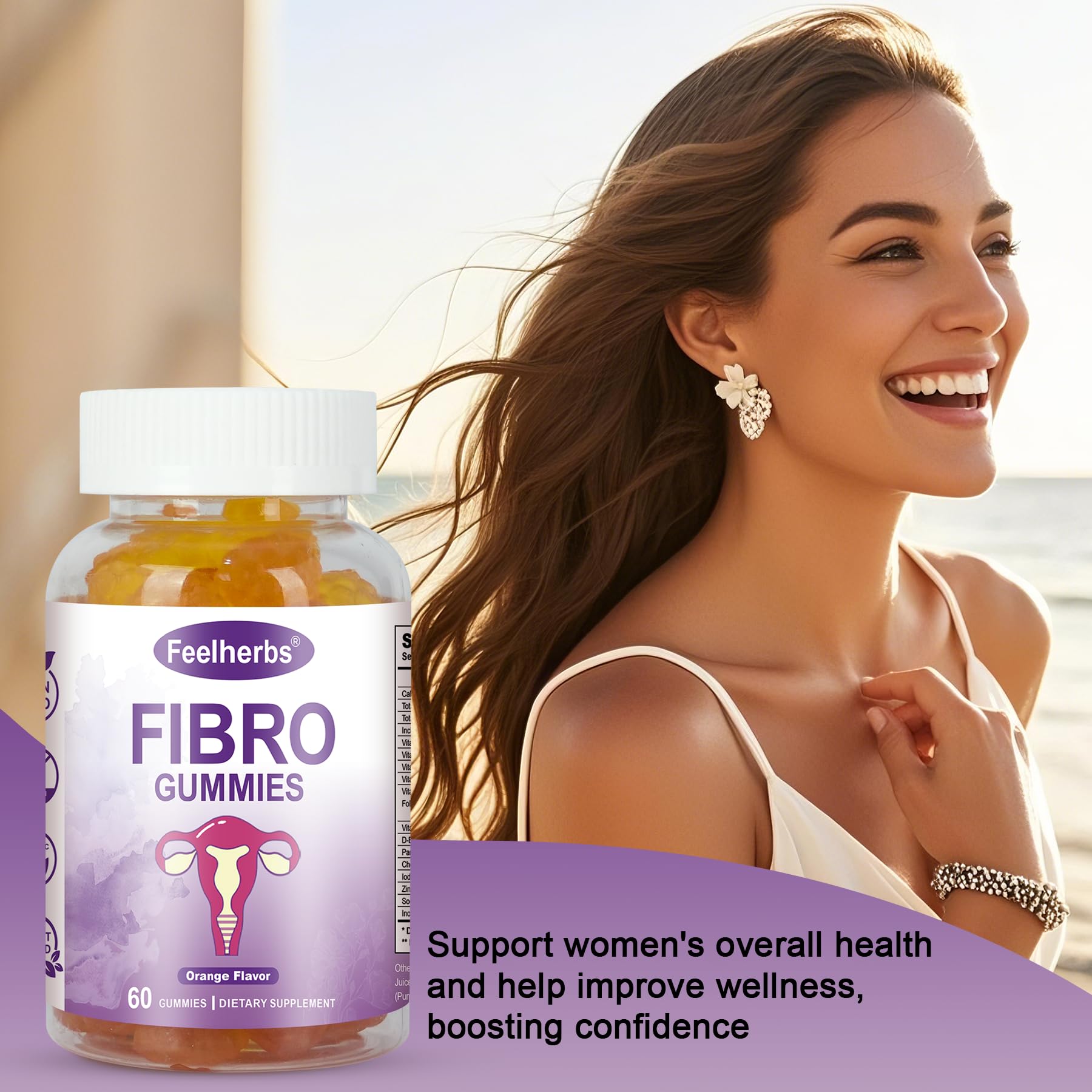Feelherbs Fibro Gummies for Women, Pack of 2, Multivitamin Inositol Gummies with Inositol, Biotin, Vitamins A, C, D3, E, B6, B12, 60 Gummies Per Bottle Feelherbs uk supplements