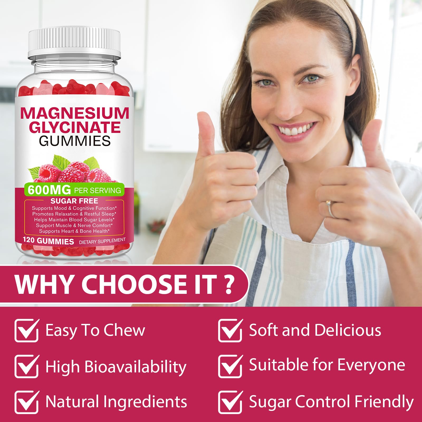 Magnesium Glycinate Gummies 600mg 120 Count - Sugar Free Magnesium Supplement - Supports for Sleep, Memory, Mood, Muscle, Relaxation, Heart & Bone Health BOIUOITI uk supplements