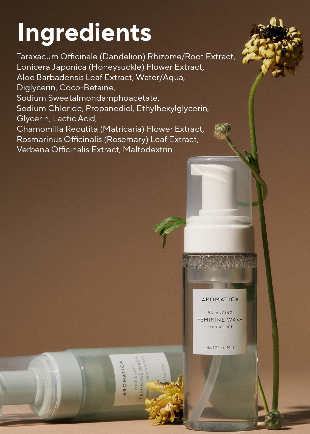 AROMATICA Pure and Soft Feminine Foaming Wash | Vegan, pH-Balanced, Natural Ingredients AROMATICA uk supplements
