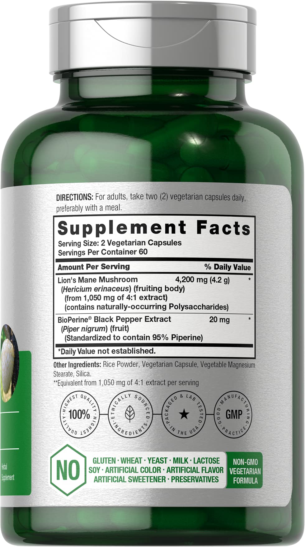 Horbäach Lions Mane Mushroom Extract | 4200mg | 120 Capsules | Vegetarian Horbäach uk supplements