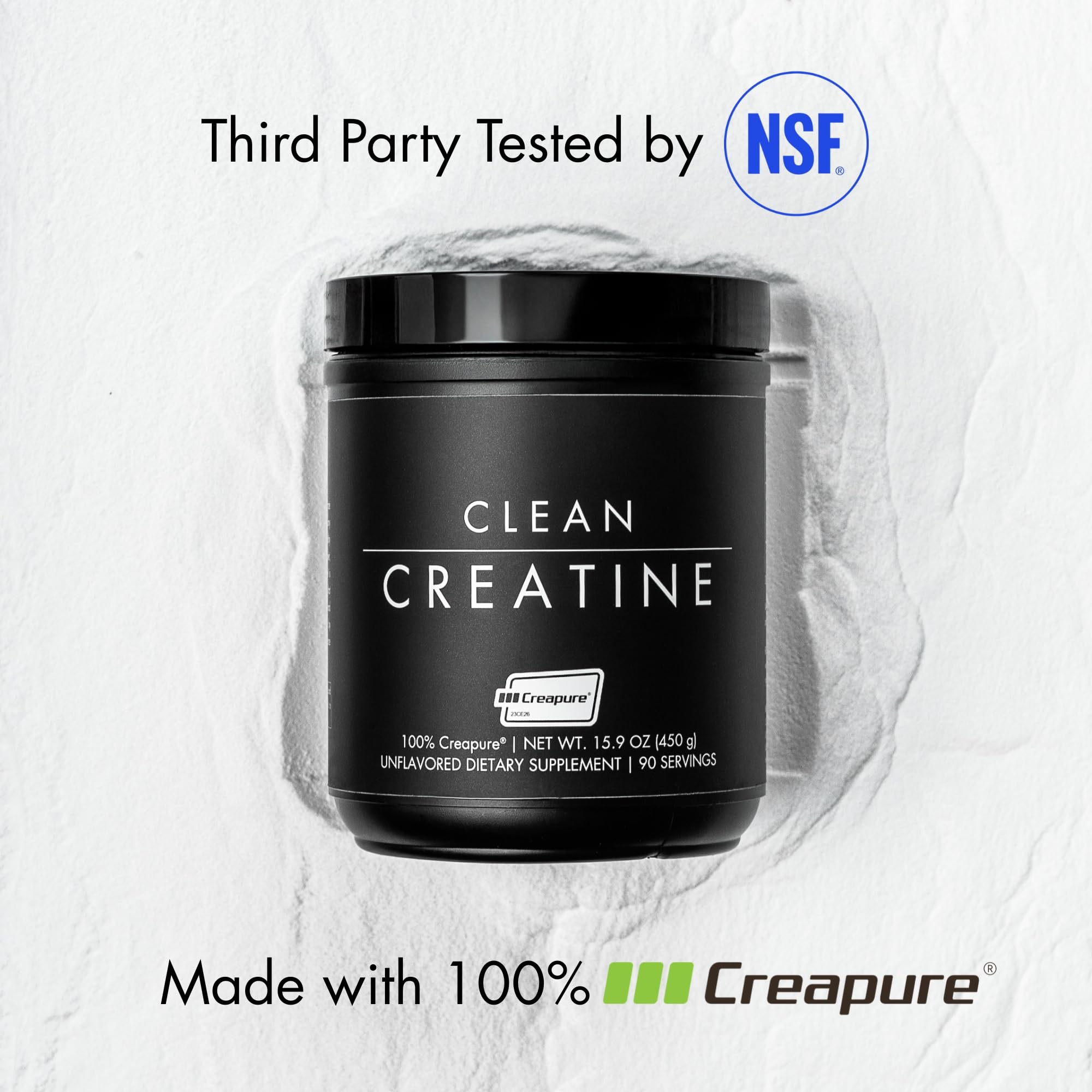 CLEAN Creatine - 100% Creapure® Creatine Monohydrate Powder for Muscle Health, Performance and Cognitive Support | 3rd Party Certified by NSF | 90 Servings | Unflavored | Vegan, Keto, and Gluten-Free CLEAN uk supplements