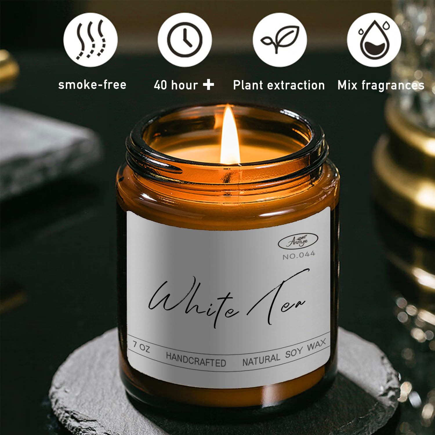 Annye White Tea Scented Candles, Organic Soy Candle for Home Scented, Hand-Poured Jar Candle Annye uk supplements