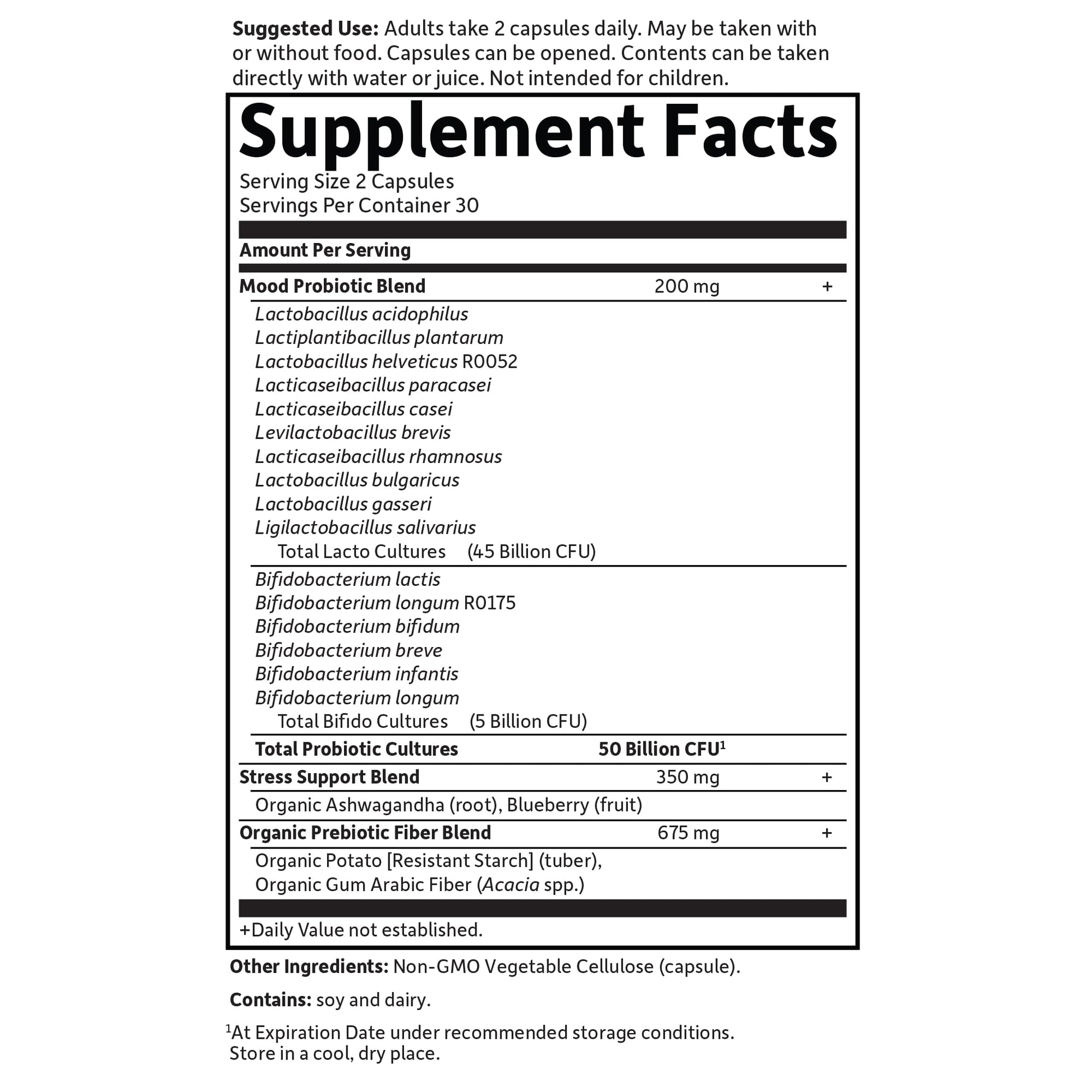 Garden of Life Probiotics Mood+ Dr Formulated Acidophilus Probiotic Supplement - Promotes Emotional Well-Being, Relaxation and Digestive Balance - Ashwagandha for Stress Management, 60 Veggie Caps Garden of Life uk supplements