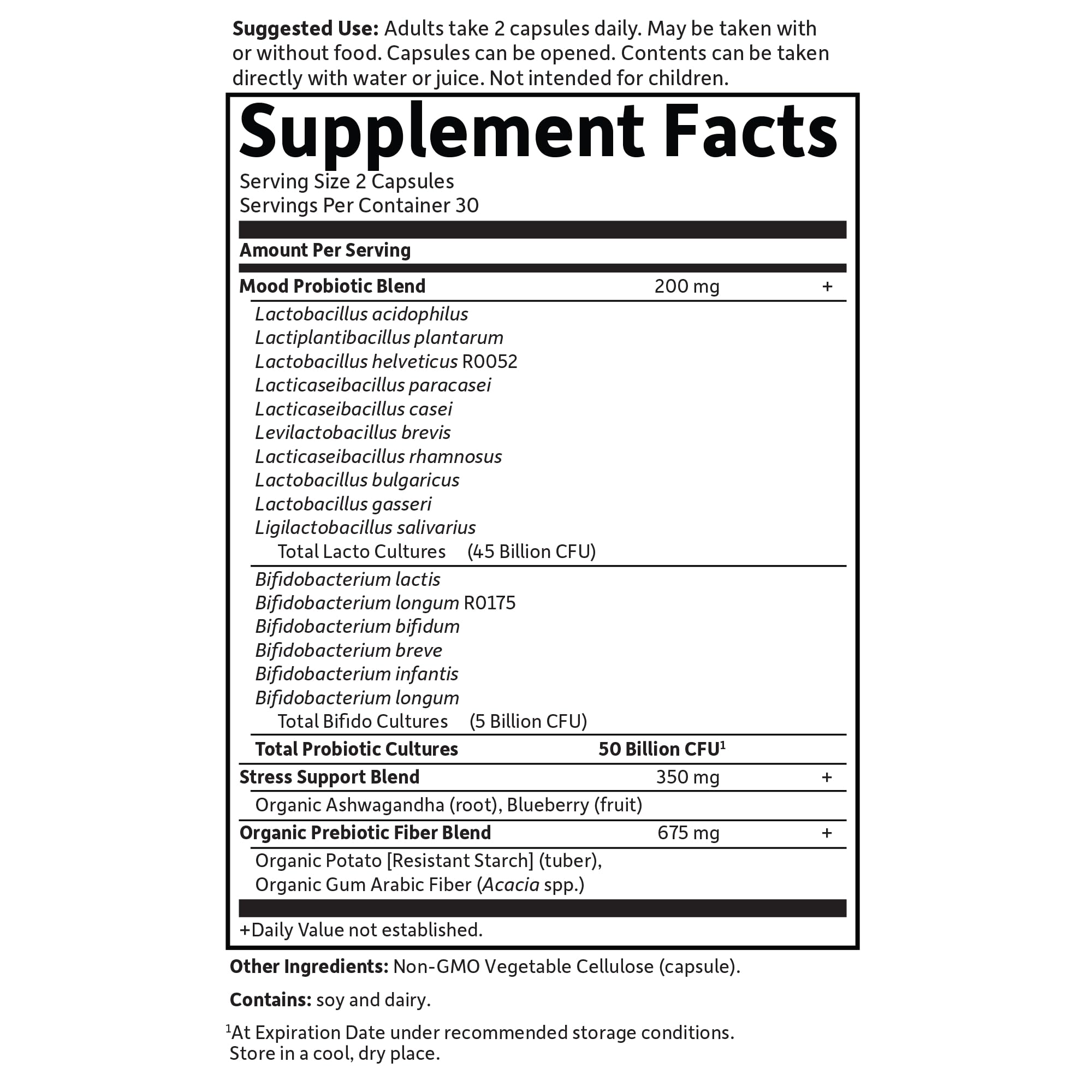 Garden of Life Probiotics Mood+ Dr Formulated Acidophilus Probiotic Supplement - Promotes Emotional Well-Being, Relaxation and Digestive Balance - Ashwagandha for Stress Management, 60 Veggie Caps Garden of Life uk supplements