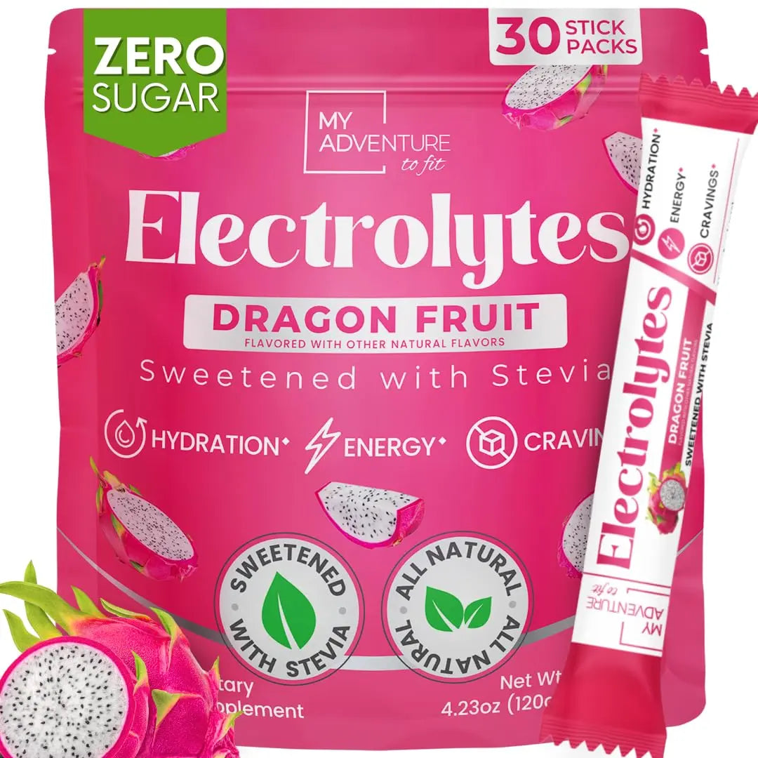 Zero Sugar Dragon Fruit Electrolytes Sticks - Refreshing Hydration - Caffeine Free Energy with Natural Ingredients - Vegan, Keto & Paleo My Adventure to Fit uk supplements