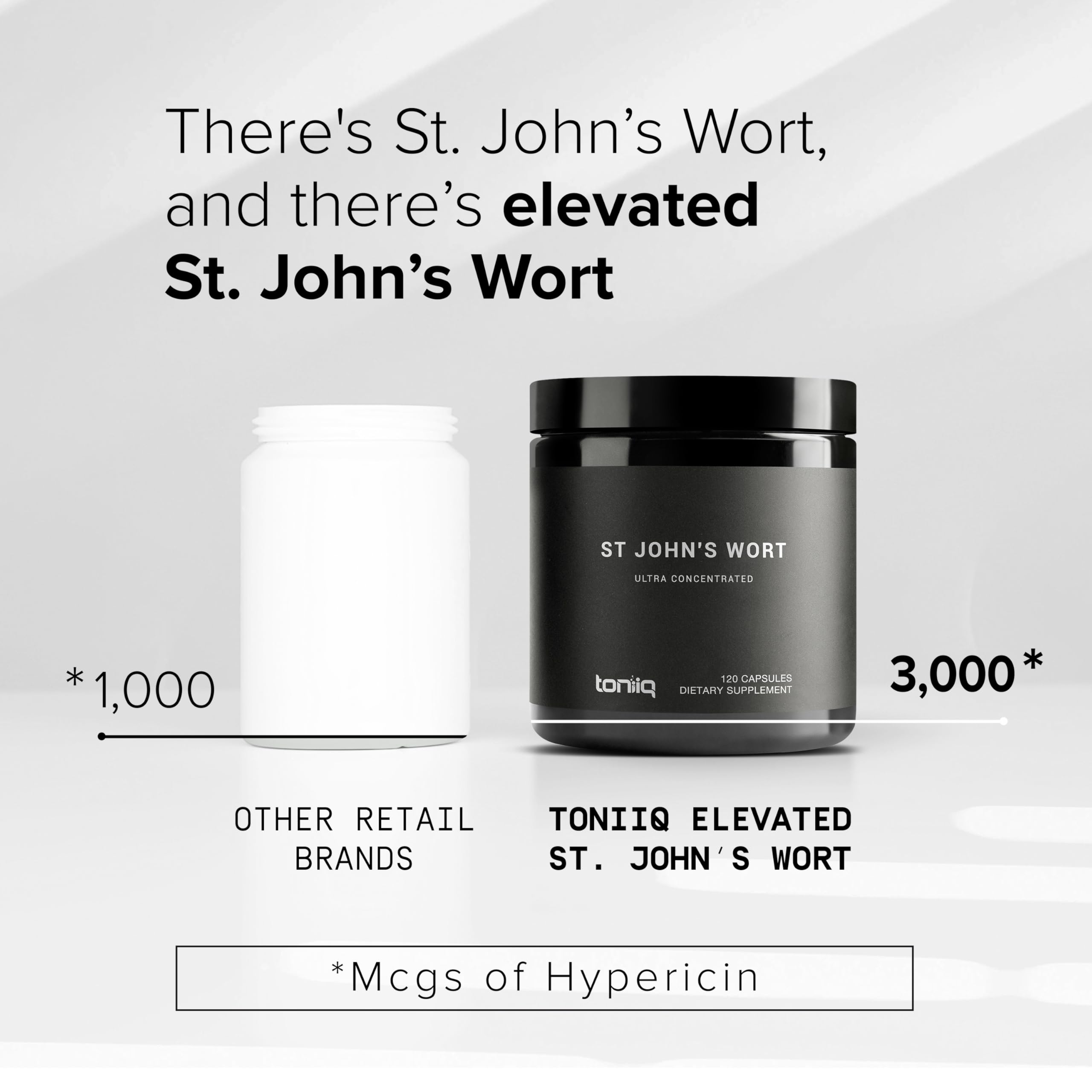 Toniiq 1,000mg Ultra High Strength St. John's Wort Capsules (Non-GMO) - 4X Concentrated Extract - 0.3% Hypericin - Highly Purified and Bioavailable - 120 Capsules Toniiq uk supplements