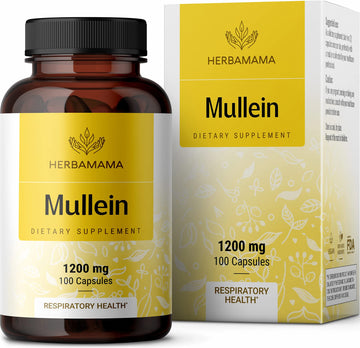 HERBAMAMA Mullein Leaf Capsules Respiratory Health - Organic Mullein Leaf Extract HERBAMAMA uk supplements