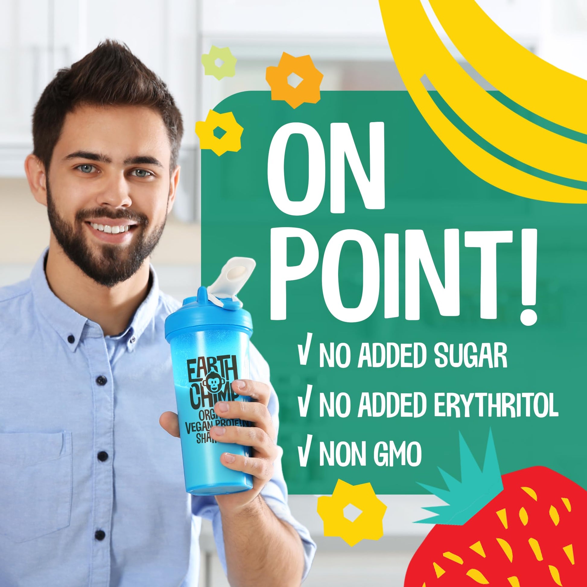EarthChimp Organic Vegan Protein Powder - with Probiotics - Non GMO, Dairy Free EarthChimp uk supplements