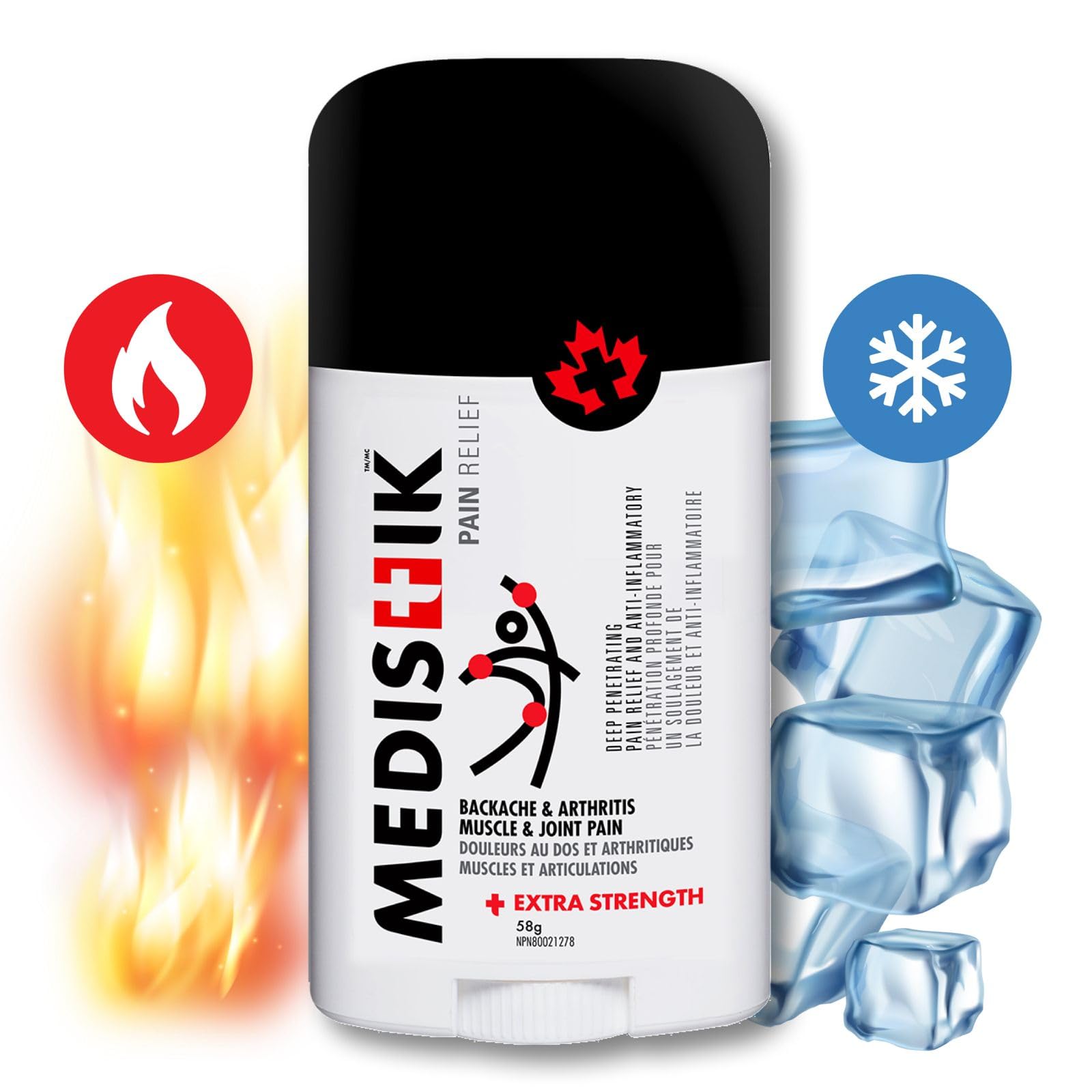 Medistik Extra Strength Pain Relief Stick. Long Lasting Topical Pain Reliever for Backache, Muscle & Joint Pain, 58g (One Pack) Medistik uk supplements