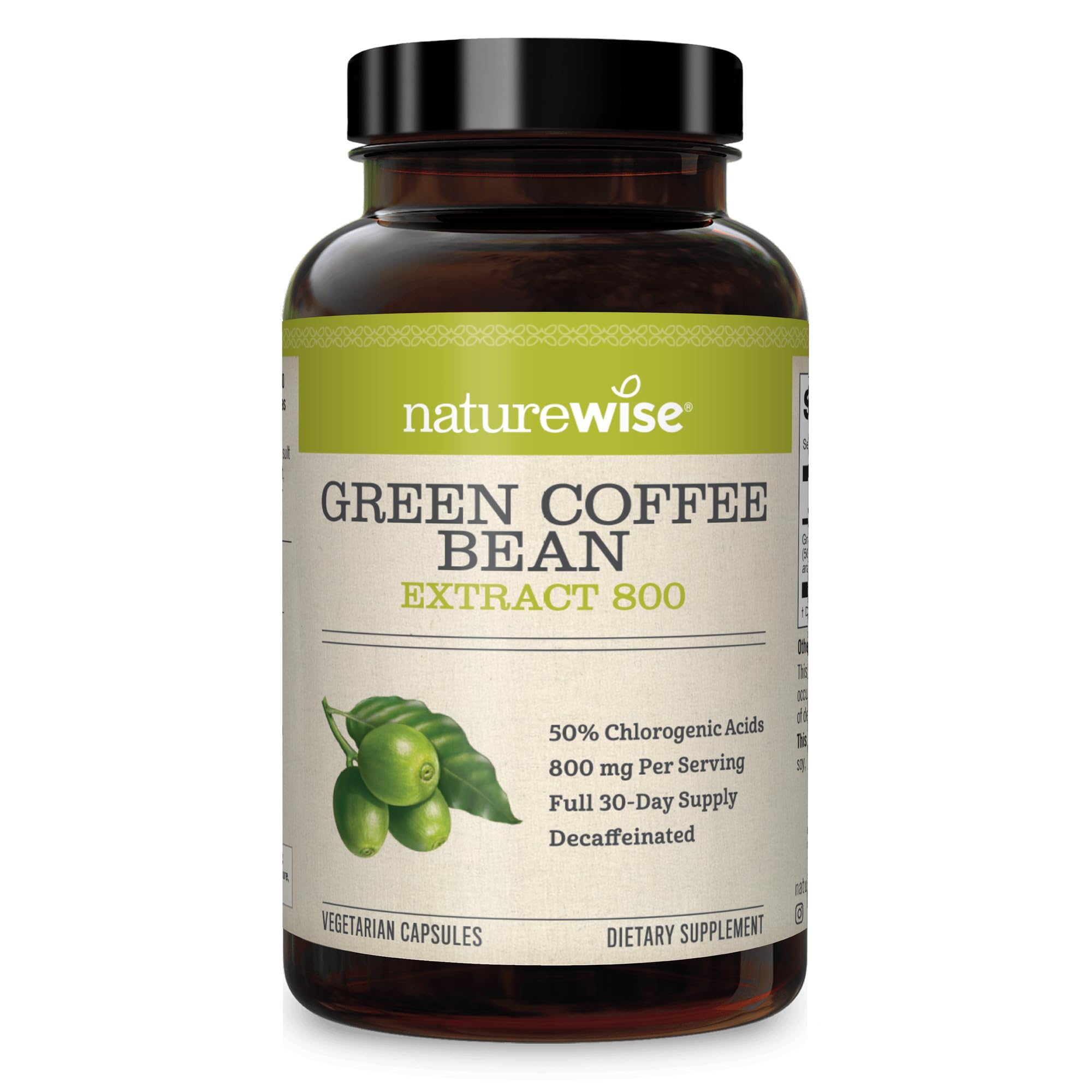 NatureWise Green Coffee Bean 800mg Max Potency Extract 50% Chlorogenic Acids NatureWise uk supplements