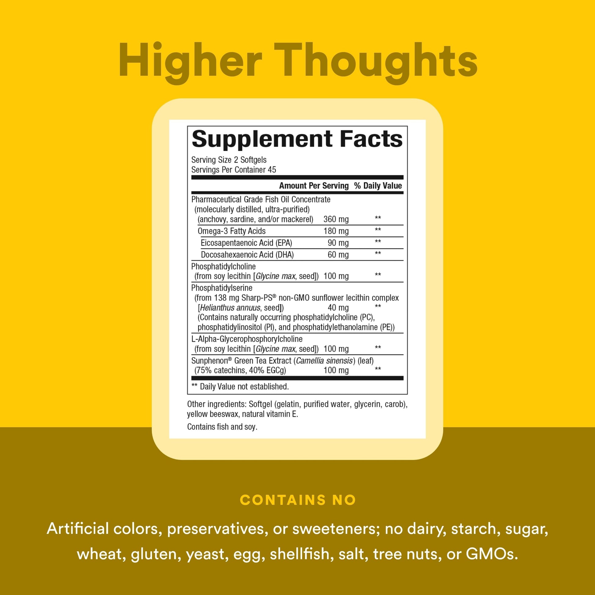 Natural Factors Higher Thoughts - Supports Cognitive & Cardiovascular Health* - Fish Oil, Fatty Acids, EPA, DHA & More - 90 Softgels Natural Factors uk supplements