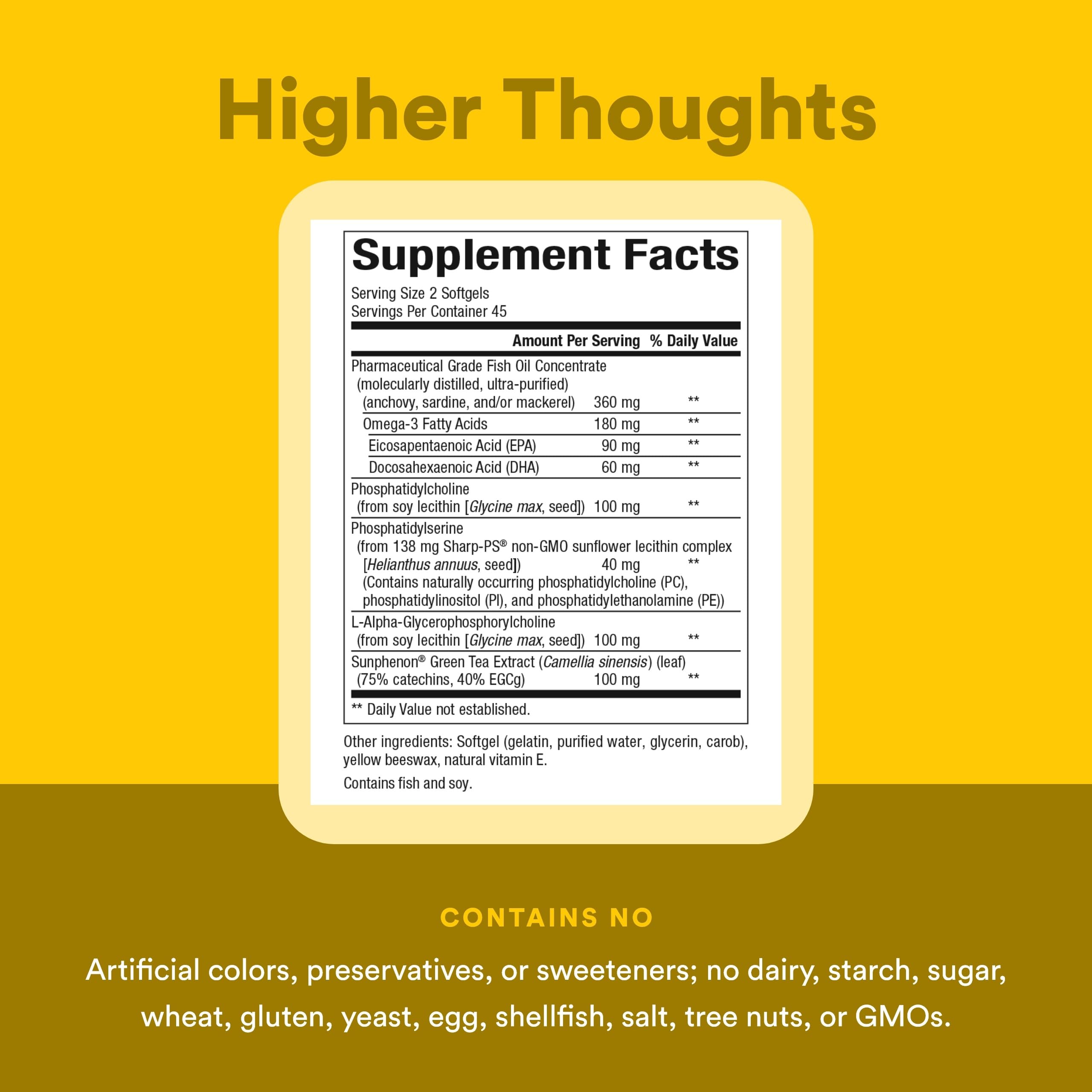 Natural Factors Higher Thoughts - Supports Cognitive & Cardiovascular Health* - Fish Oil, Fatty Acids, EPA, DHA & More - 90 Softgels Natural Factors uk supplements
