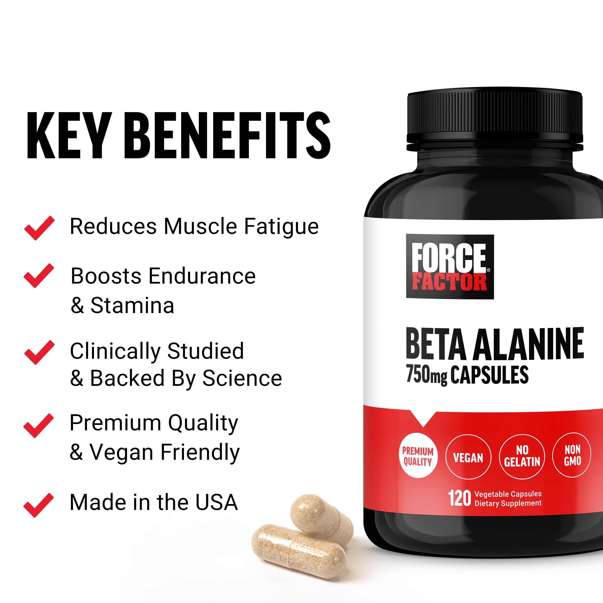 FORCE FACTOR Beta Alanine Capsules, Beta-Alanine Endurance Supplement to Boost Force Factor uk supplements