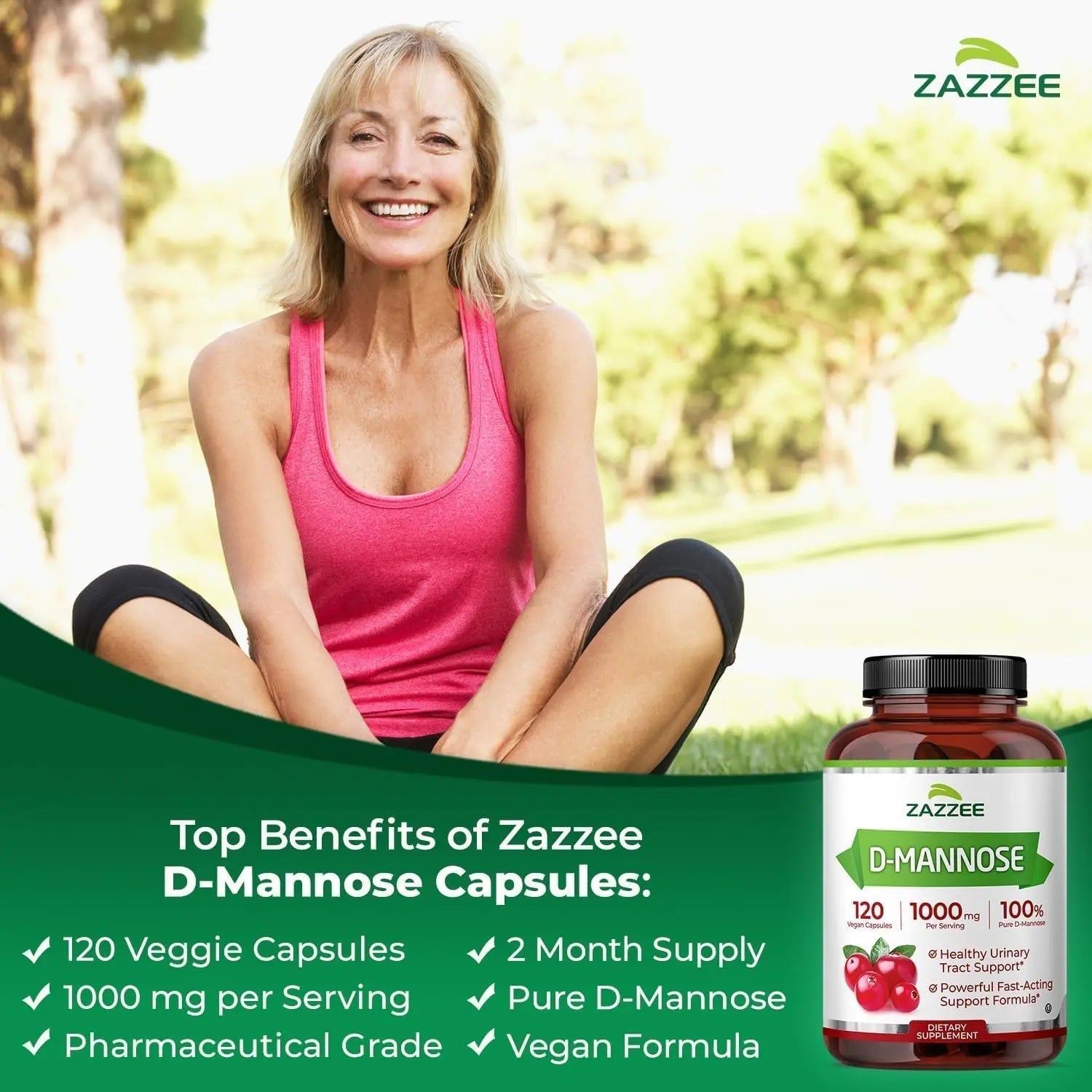 Zazzee Ultimate Urinary Tract Support Bundle | Super Concentrated Proanthocyanidin Cranberry Extract Capsules Plus D-Mannose 1000mg Capsules for UT & Bladder Cleansing (60 Servings Each) Zazzee uk supplements