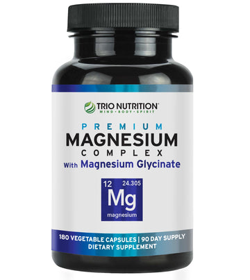 Trio Nutrition Magnesium Complex 90 Day Supply 420 mg | Natural Calm, Relax, Stress Relief, and Muscle Recovery |Magnesium Glycinate Supplement with Vitamin B6 for Rapid Absorption* TRIO NUTRITION uk supplements