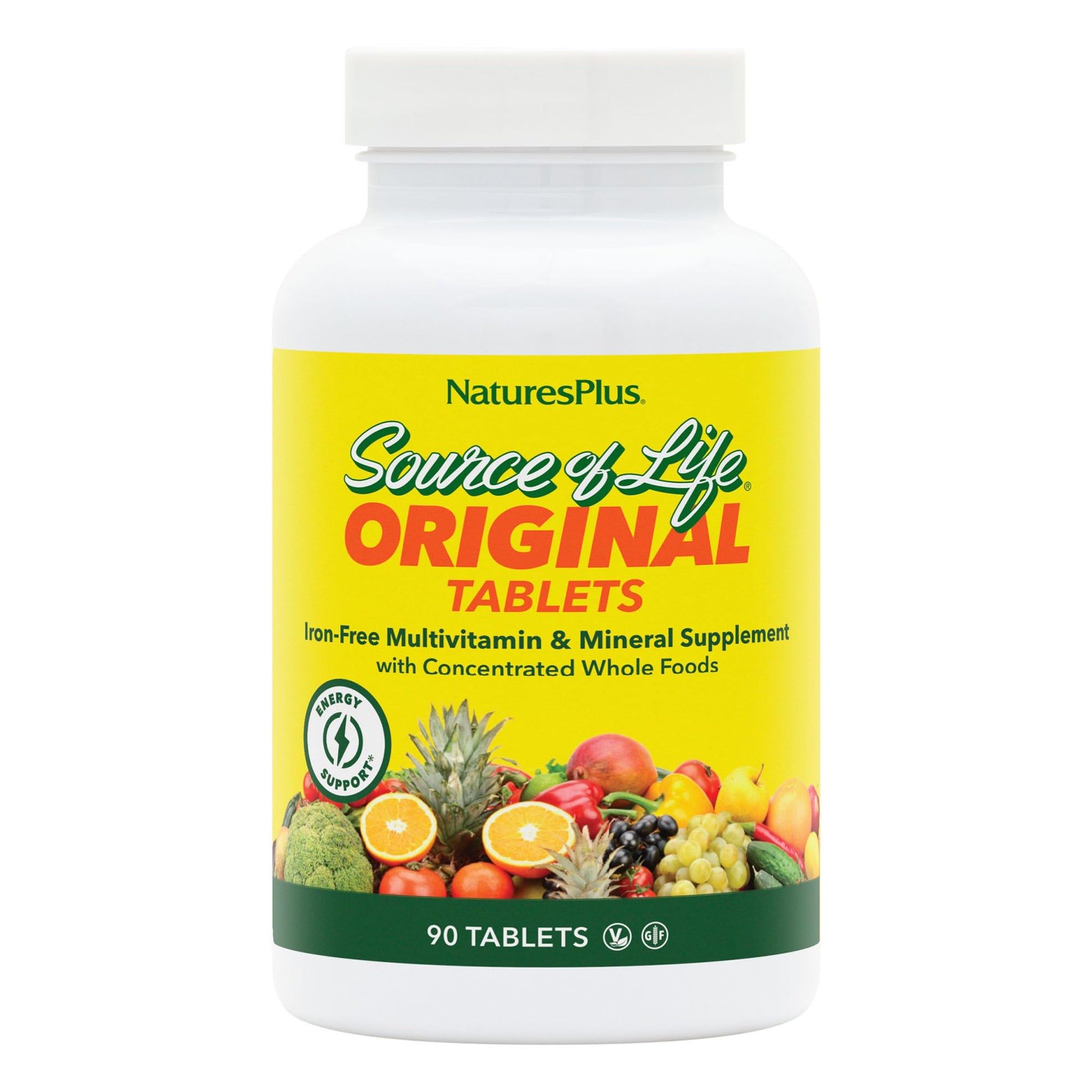 NaturesPlus Source of Life No Iron - 90 Tablets - Multivitamin & Mineral Supplement with Vitamin D3 - Supports Natural Energy & Well-Being - Gluten Free, Vegetarian - 30 Servings NaturesPlus uk supplements