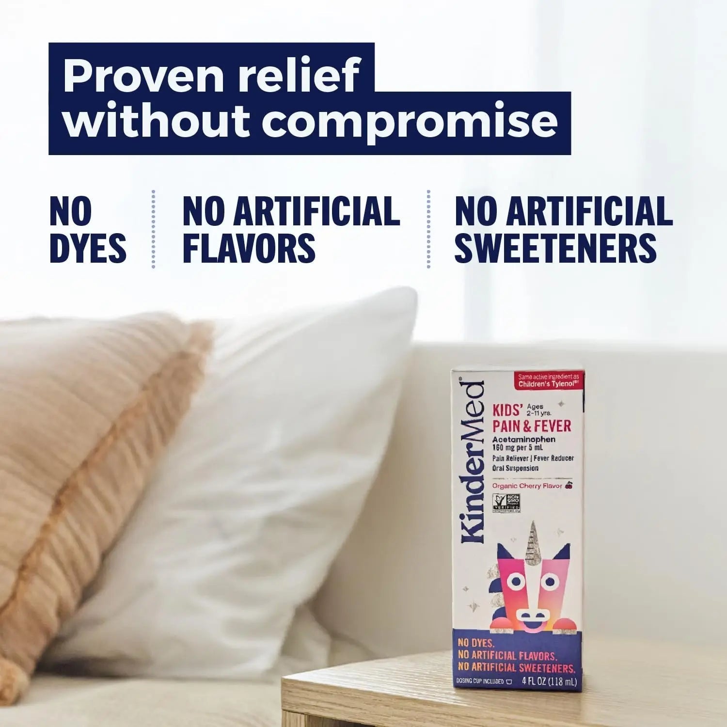 KinderMed Kids' Pain & Fever Medicine, for Ages 2-11 Years, No Dyes, No Artificial Flavors, No Artificial Sweeteners, Vegan, Non-GMO, Gluten Free, Organic Cherry Flavor, Two Pack, 2 x 4 fl. oz KinderMed uk supplements