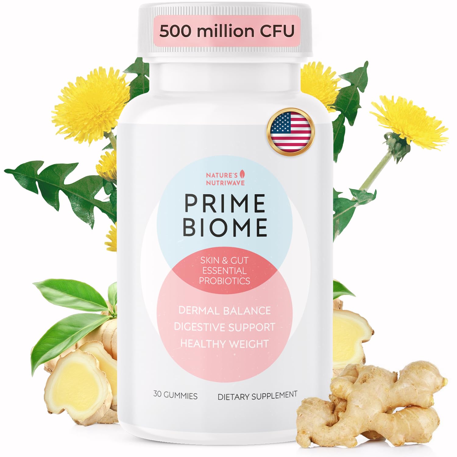 Nature’s NutriWave PrimeBiome Probiotic Gummies – Plant-Based Blend with Inulin, Lion’s Mane, Ginger & More– Non-GMO, No Stimulants, GMP Certified – 30 Gummies, 1 Month Supply Nature’s NutriWave uk supplements