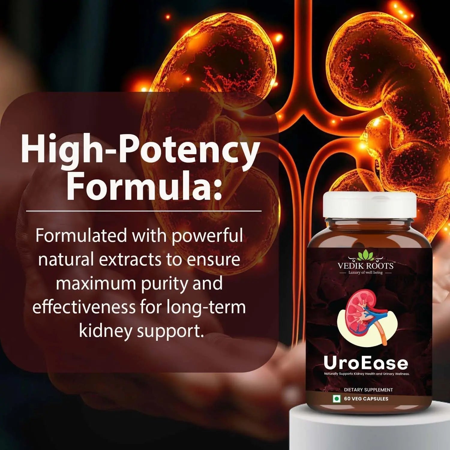 VEDIKROOTS UroEase | Ayurvedic Herbal Supplement for Kidney Health & Uric Acid Levels | Supports Urinary Tract Health | 60 Veg Capsules VEDIKROOTS uk supplements