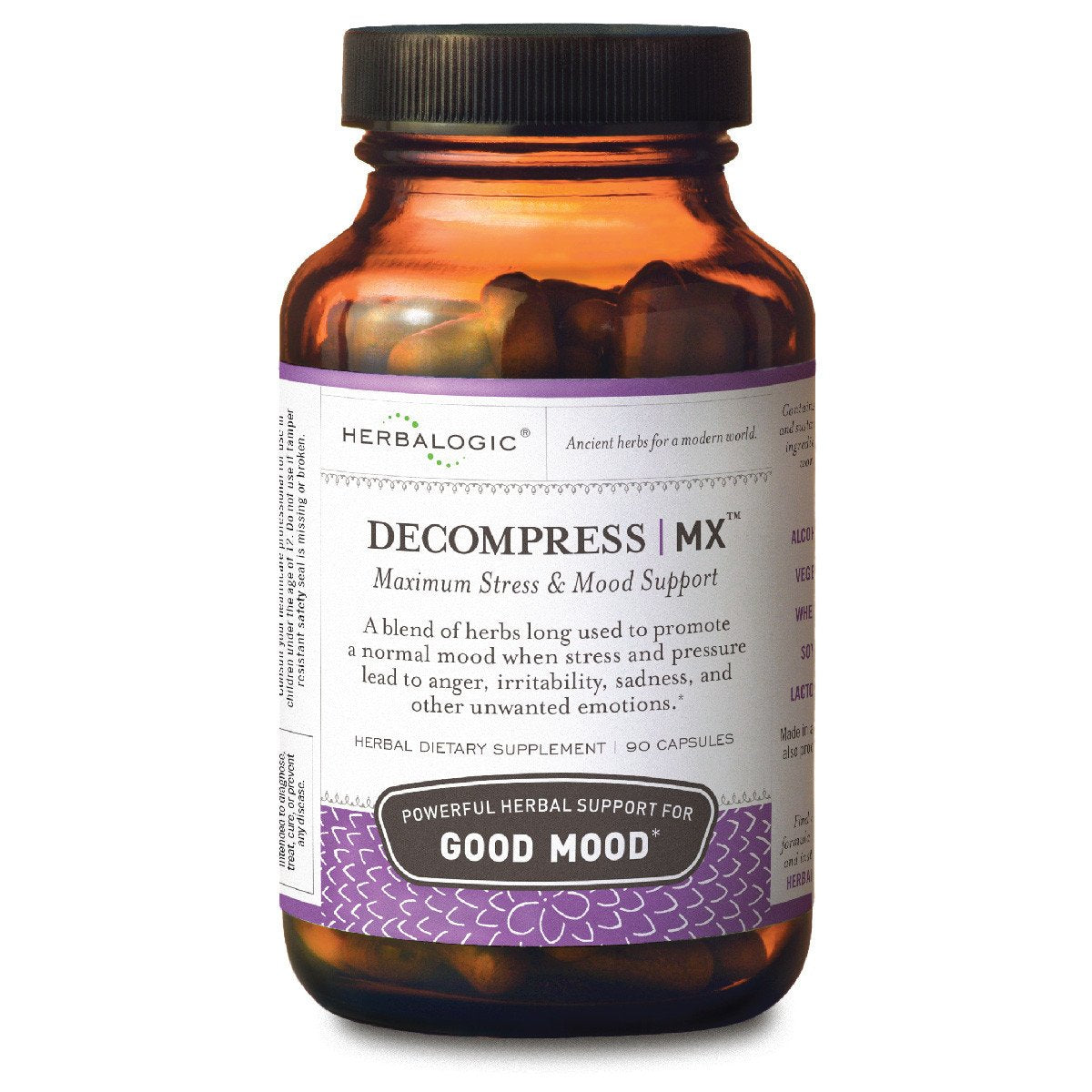 Herbalogic - Decompress MX Herb Capsules - Maximum Stress & Tension Relief - Reduces Anger & Moodiness, Positive Mood Support - Based on the Traditional Chinese Formula Xiao Yao San - 90 Cap Count Herbalogic uk supplements