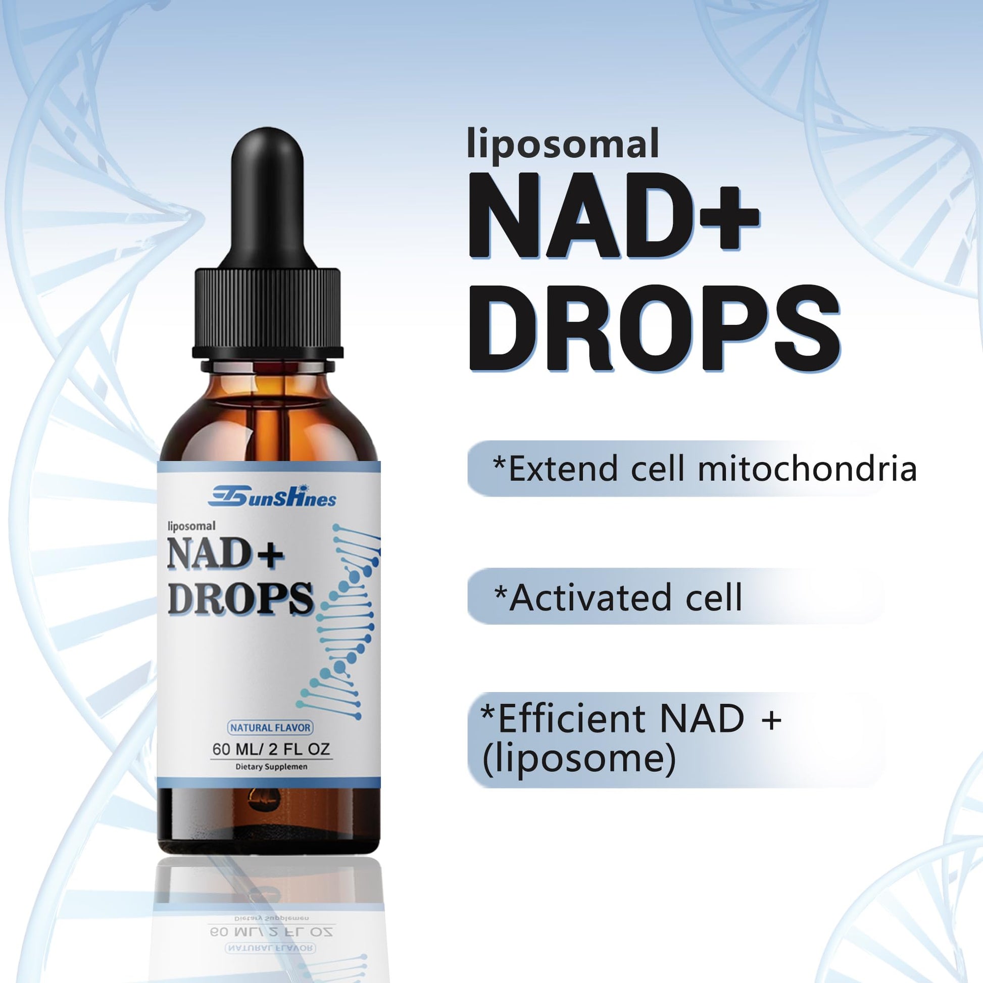 tsunshnes Liposomal NAD+800mg, NAD+ Supplement Drops - NMN or Nicotinamide Riboside Alternative, Healthy Aging Energy Metabolism and Vitality, NAD Liquid Supplement for Maximum Absorption tsunshnes uk supplements