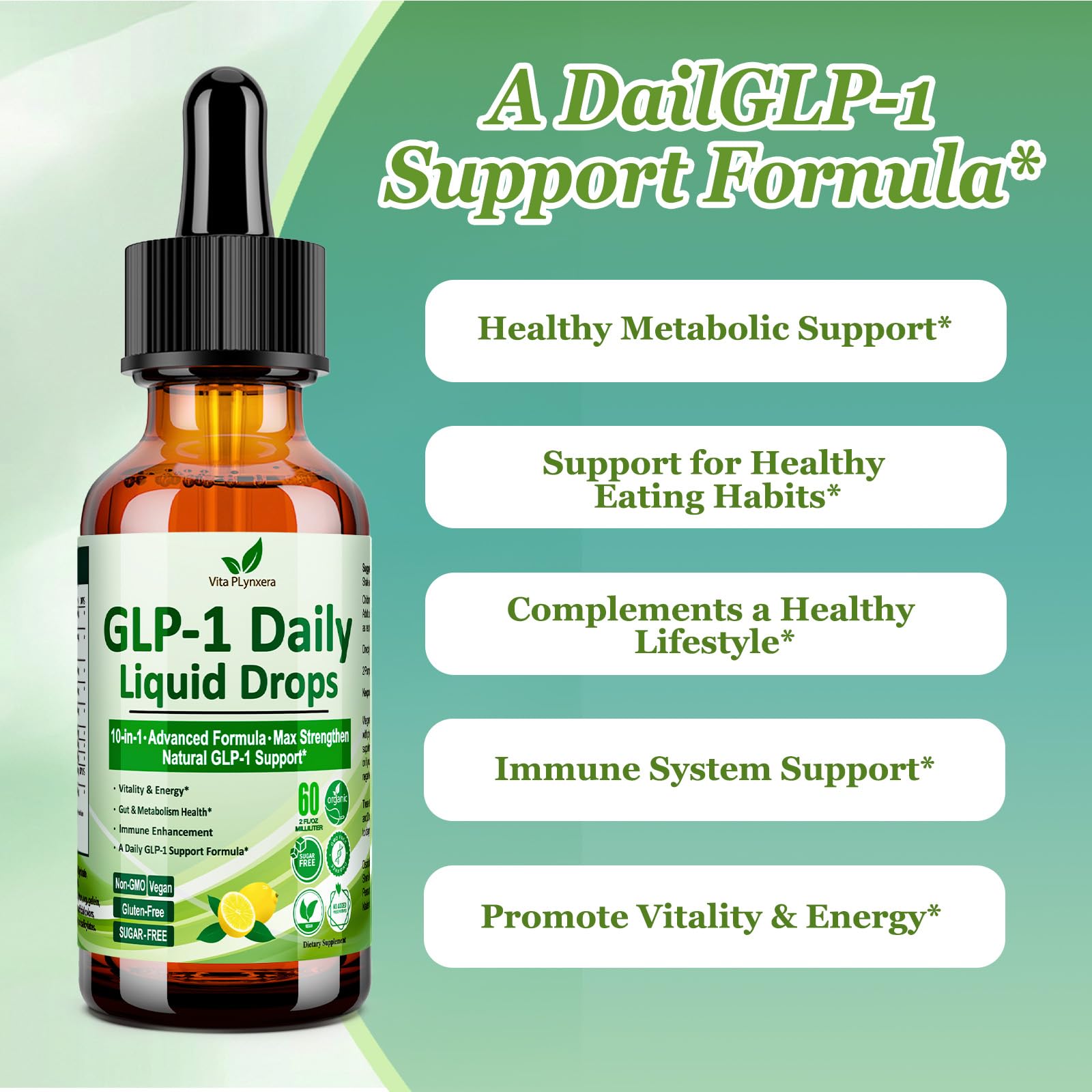 2 Pack Metabolic Support Liquid Drops, 10-in-1 Formula with Berberine, Ceylon Cinnamon, Prebiotic Fiber & Green Tea Extract | Digestive & Gut Health for Women & Men | Vegan, Non-GMO Vita PLynxera uk supplements