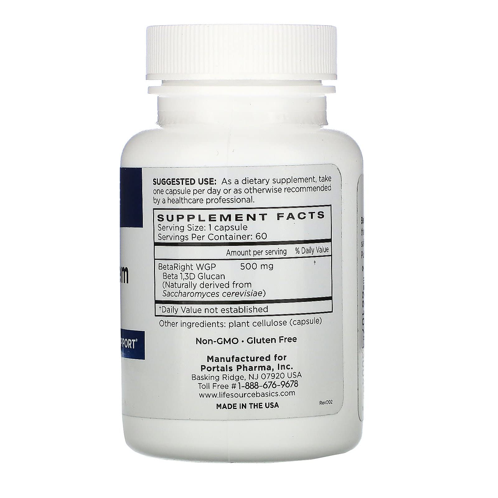 Life Source Basics Immune System Support Activator - High Purity Beta 1,3/1,6 Glucan - Immunity and Vitamin Supplement Non-GMO & Vegan Friendly for Men & Women, Gluten-Free 500 mg - 60 Capsules L LIFE SOURCE BASICS uk supplements