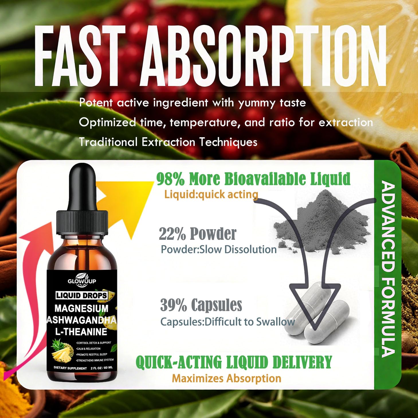 Cortisol Supplements for Women & Men, Cortisol Reducer Manager Detox Liquid Drops Extra Strength Magnesium Glycinate 200mg, L-Theanine & Ashwagandha丨Hormone Balance, Relaxation & Recess Mood GLOVVUUP uk supplements