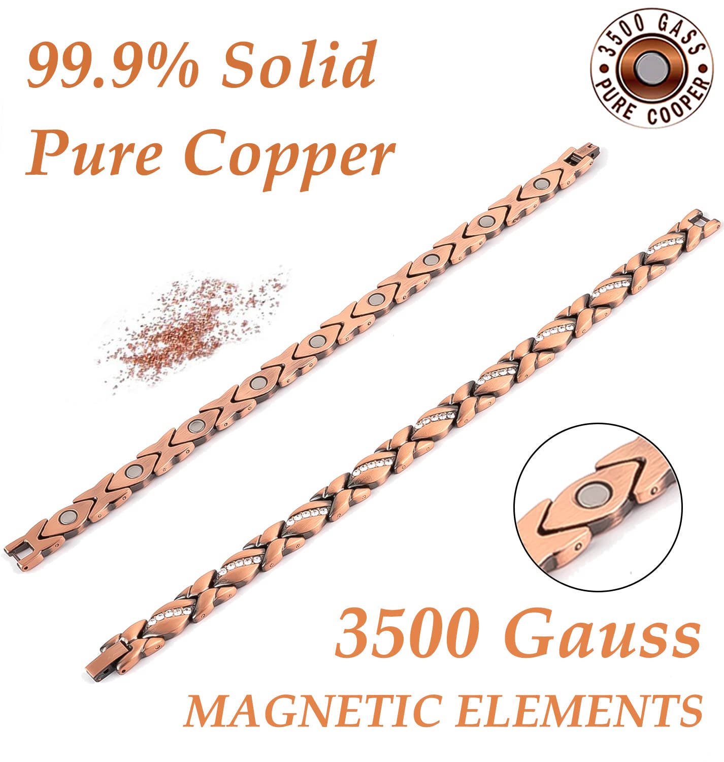 Vicmag Copper Bracelet for Women 99.9% Solid Pure Copper Valentine's Day Gift for Her with Adjustment Tool Vicmag uk supplements