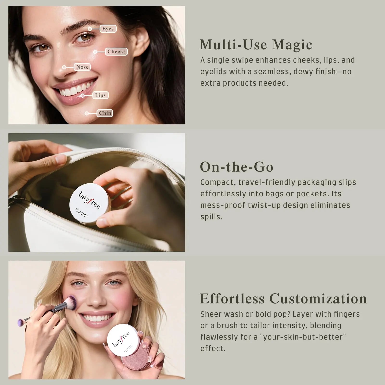 bayfree Multi Glow Balm, Cream Blush for Cheeks, Blush Balm Face Makeup, Radiant Finish, Hydrating, Creamy, Lightweight & Blendable Color, Face Makeup 0.63 Oz bayfree uk supplements