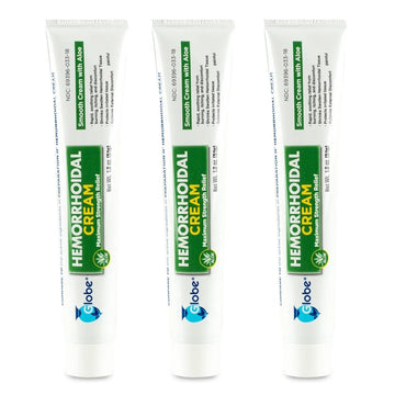 Globe (3 Pack) Hemorrhoid Cream, Relief with Aloe, (1.8 Ounce Tube) Relief from Hemorrhoids, Piles, Itching, Burning, Discomfort, & More Globe uk supplements