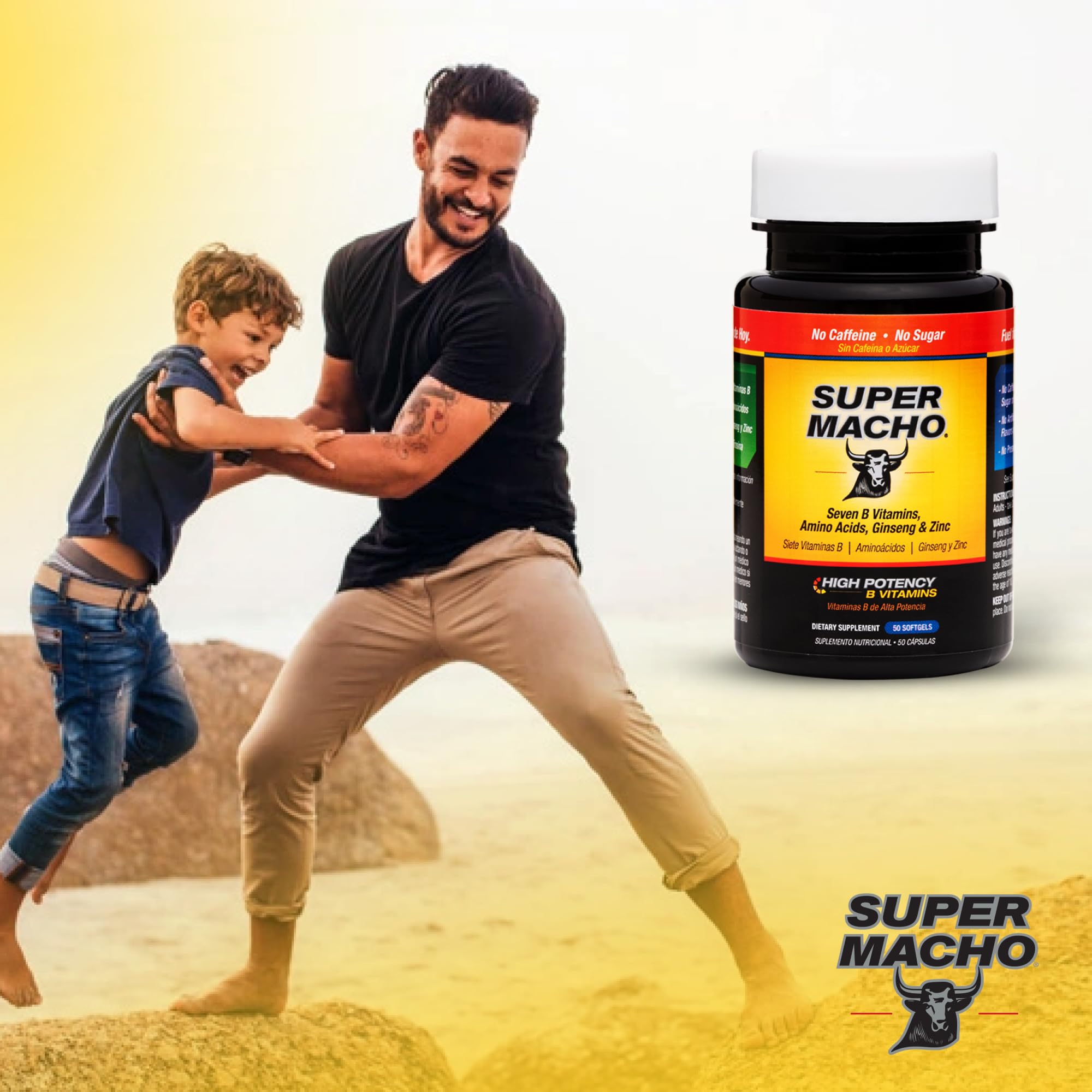 Super Macho, High Potency B Vitamins and Amino Acids, Fuel for Today's Active Men, No Caffeine, No Sugar, Dietary Supplement, Made in USA,50 Softgels Super Macho uk supplements
