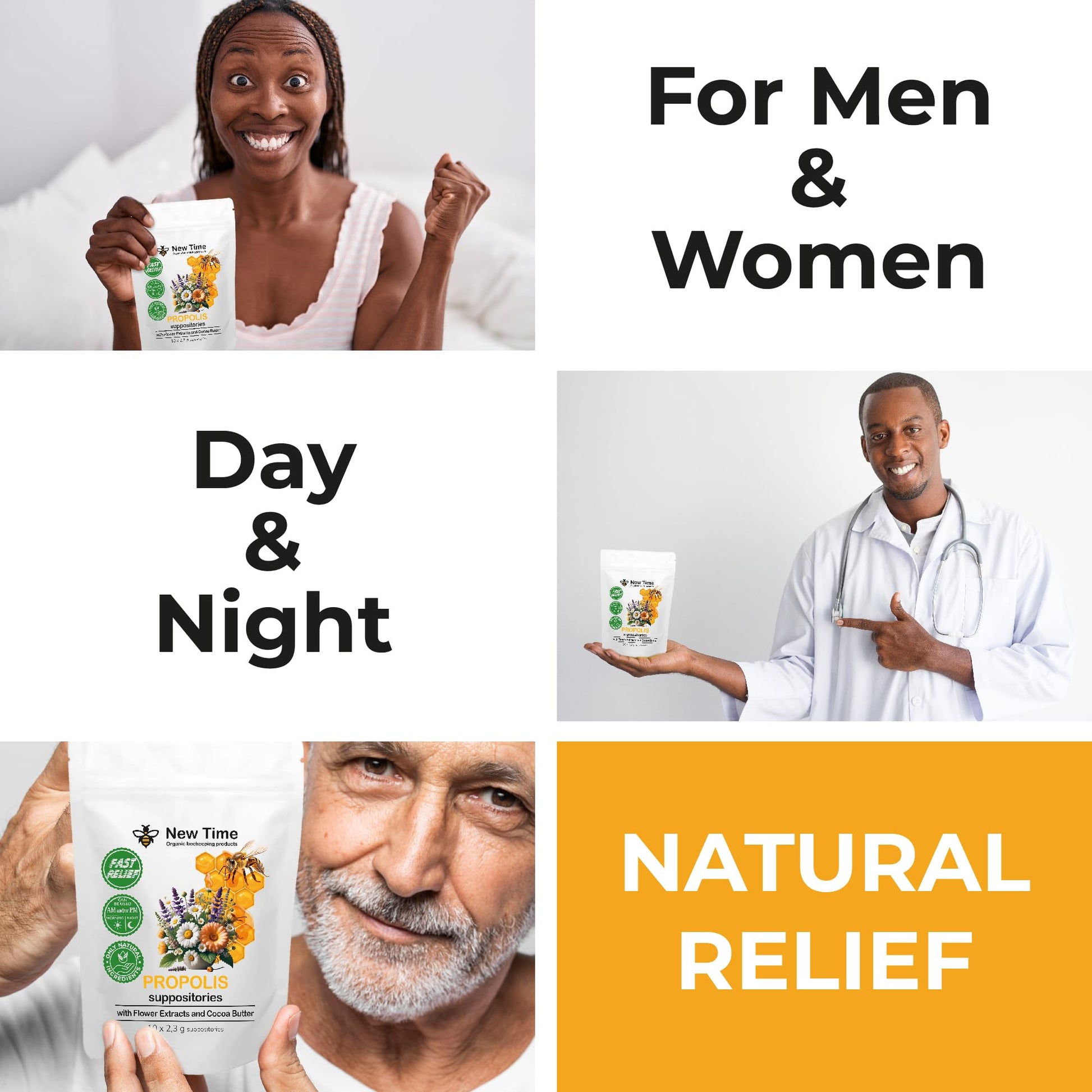 Organic Propolis Comfort Suppositories for Men, Women - Natural Bee & Botanical Formula, Gentle Daily Care 10 Count New Time Organic beekeeping products uk supplements