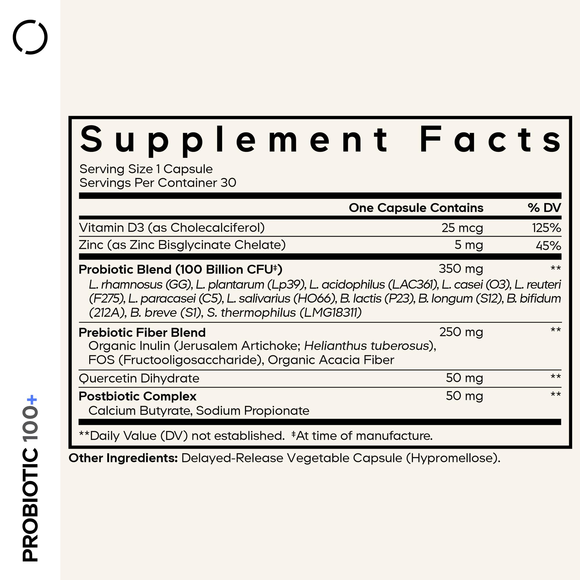 Codeage Probiotic+ 100 Billion CFU Supplement - 12-Strain Probiotic Blend, Organic Prebiotic Fiber, Postbiotics, Vitamin D3, Zinc Bisglycinate, Quercetin - for Men & Women - Non-GMO- 30 Capsules Codeage uk supplements