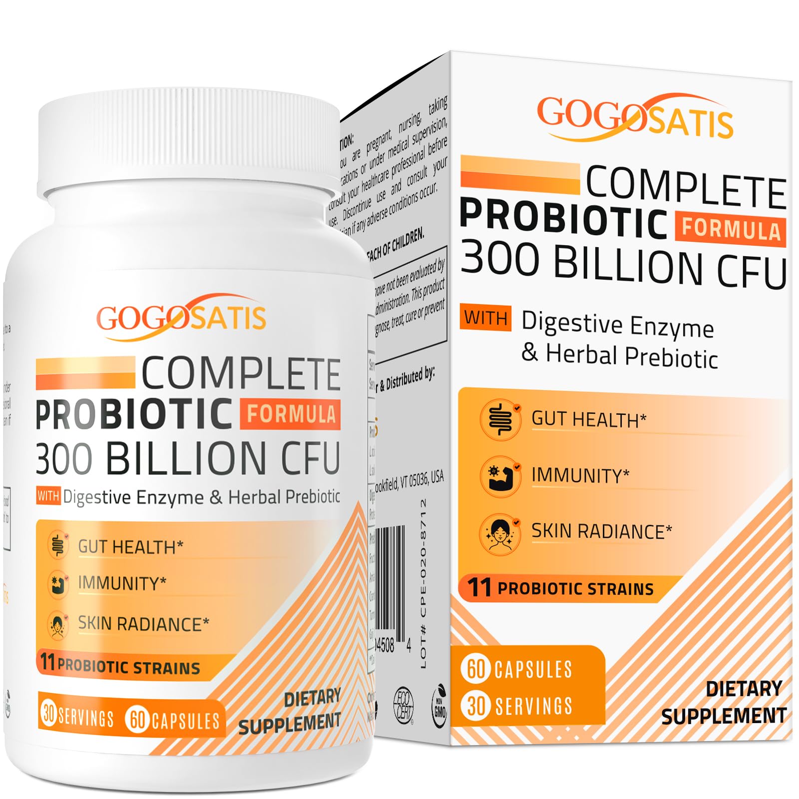 Probiotics for Women & Men, 300 Billion CFU 11 Strains, Probiotic with Organic Herbal GOGOSATIS uk supplements