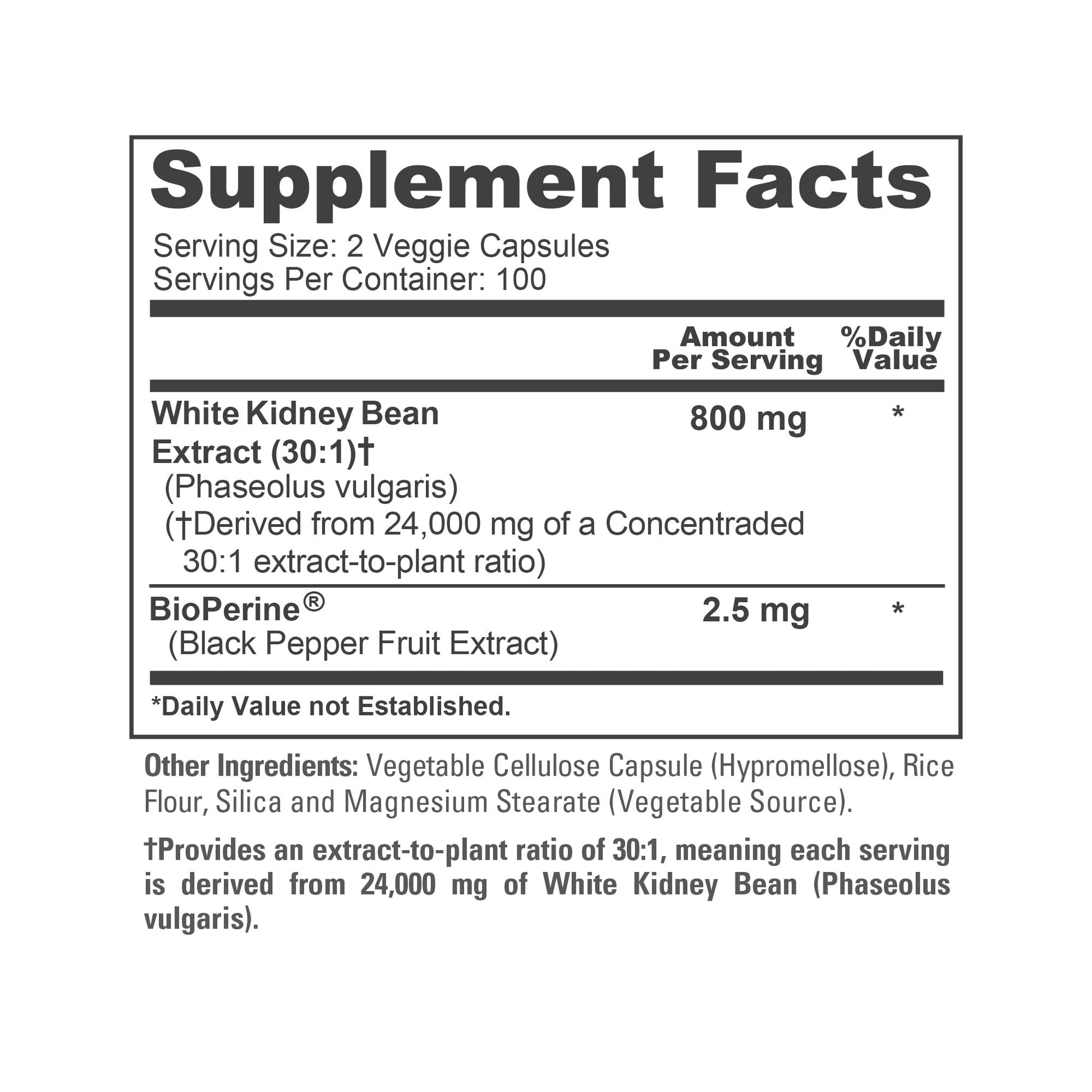 NusaPure White Kidney Beans 30:1 Extract, 800 mg Equivalent to 24,000 mg 200 Vegan Capsules - Bioperine - (Vegan, Non-GMO) NusaPure uk supplements