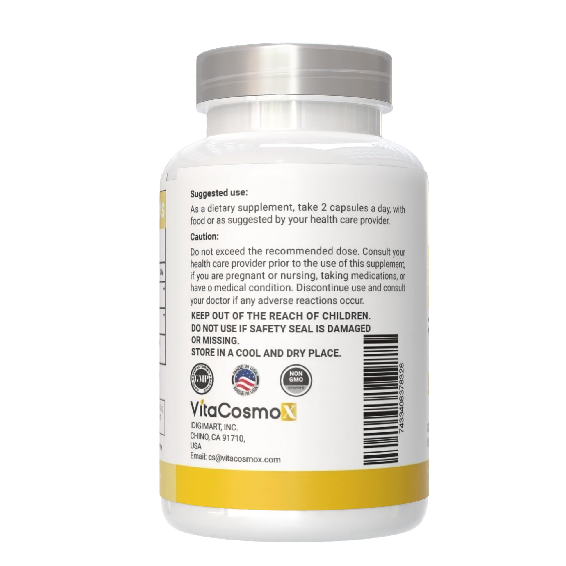 VitaCosmoX NAD+ Supplement 1,200mg per Serving,120 Capsules (Nicotinamide Adenine Dinucleotide) - 60 Servings, Gluten-Free, Vegan VitaCosmoX uk supplements