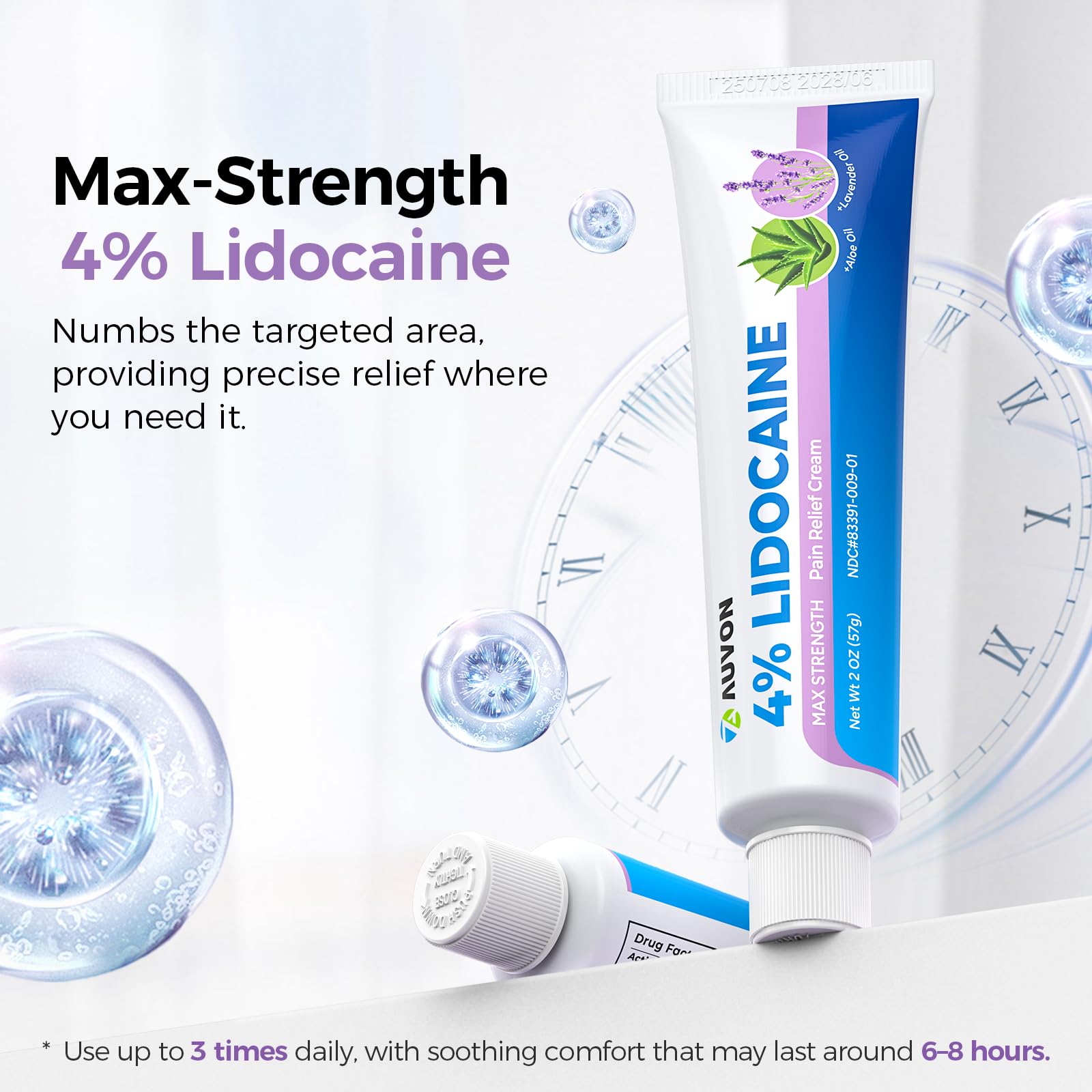 AUVON Max Strength Lidocaine Pain Relief Cream with Lavender & Aloe Vera, Numbing Cream for Minor Arthritis Pain, Soothing Muscle for Neck, Shoulder, Hip, Knee, Joint and Back Pain, 2 Oz, 2 Packs AUVON uk supplements