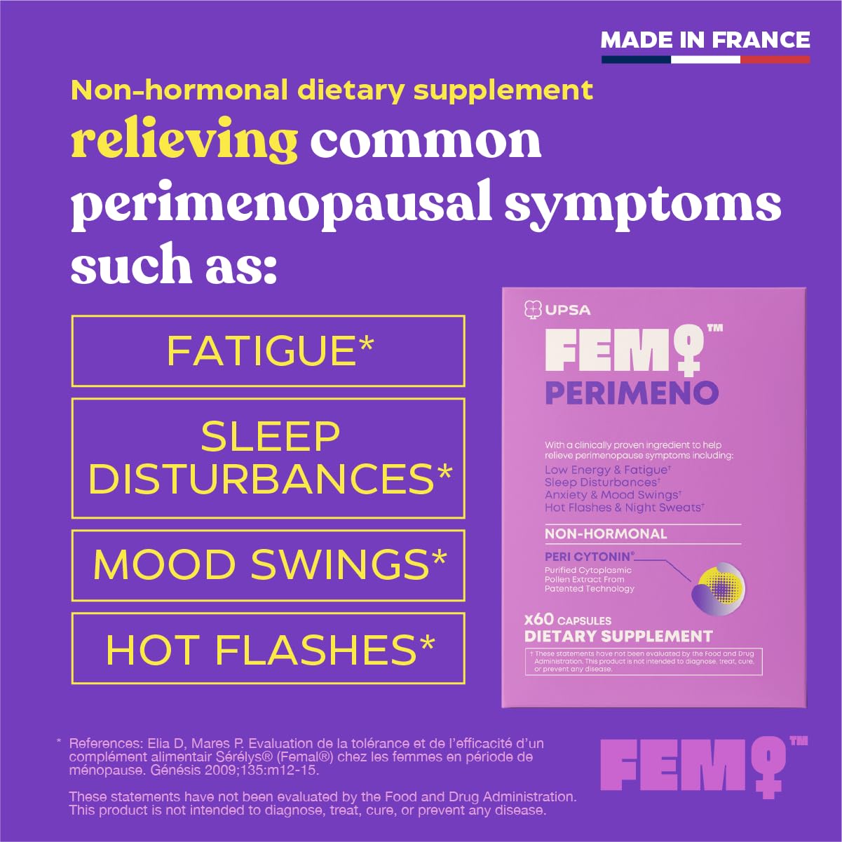 Upsa FEM Perimeno Perimenopause Supplements for Women - Non-Hormonal Pre-Menopause Support for Hot Flashes, Night Sweats, Mood, Sleep & Low Energy - 30 Capsules Upsa uk supplements